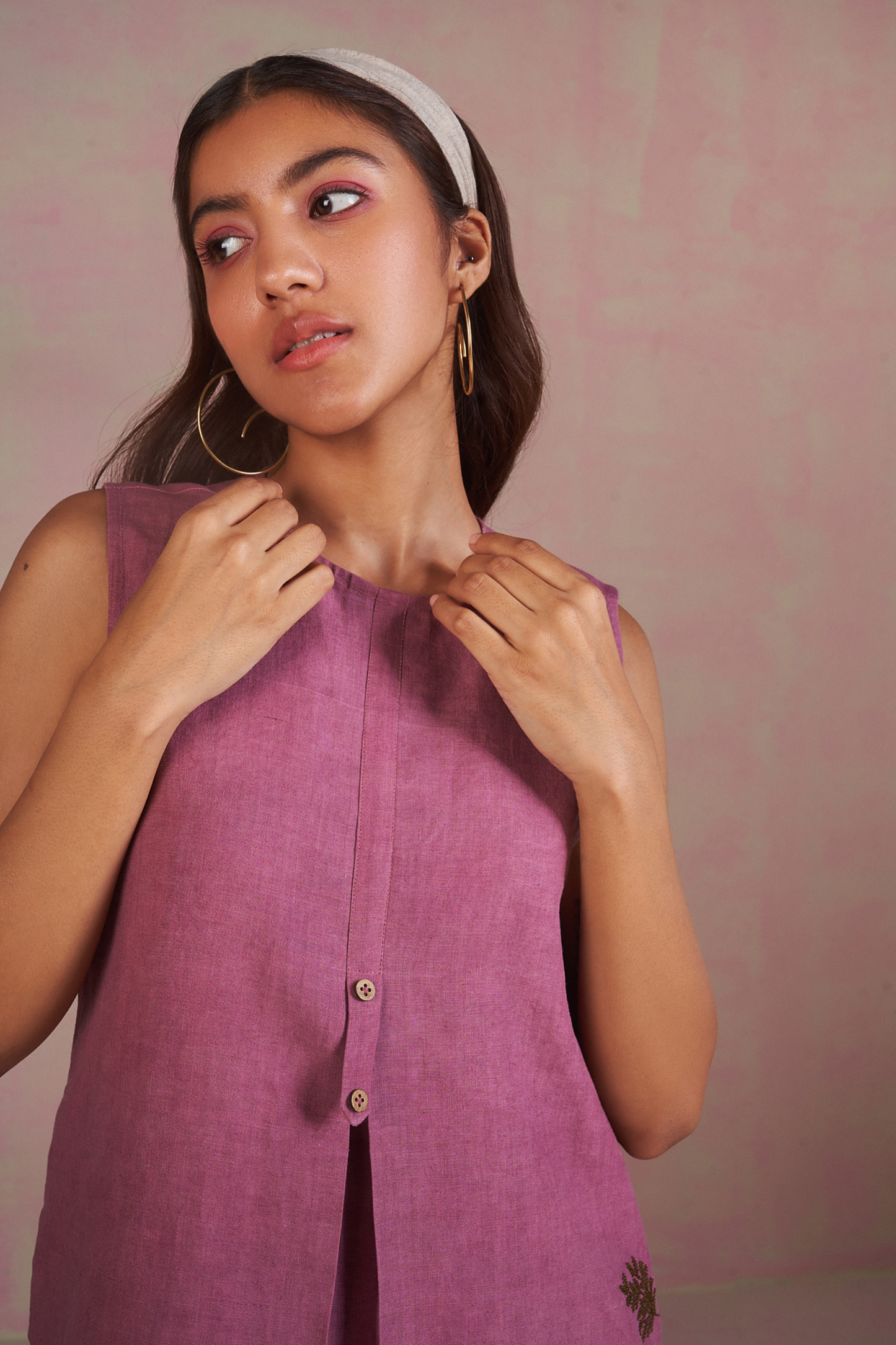 Pink Coral naturally dyed hemp maxi dress
