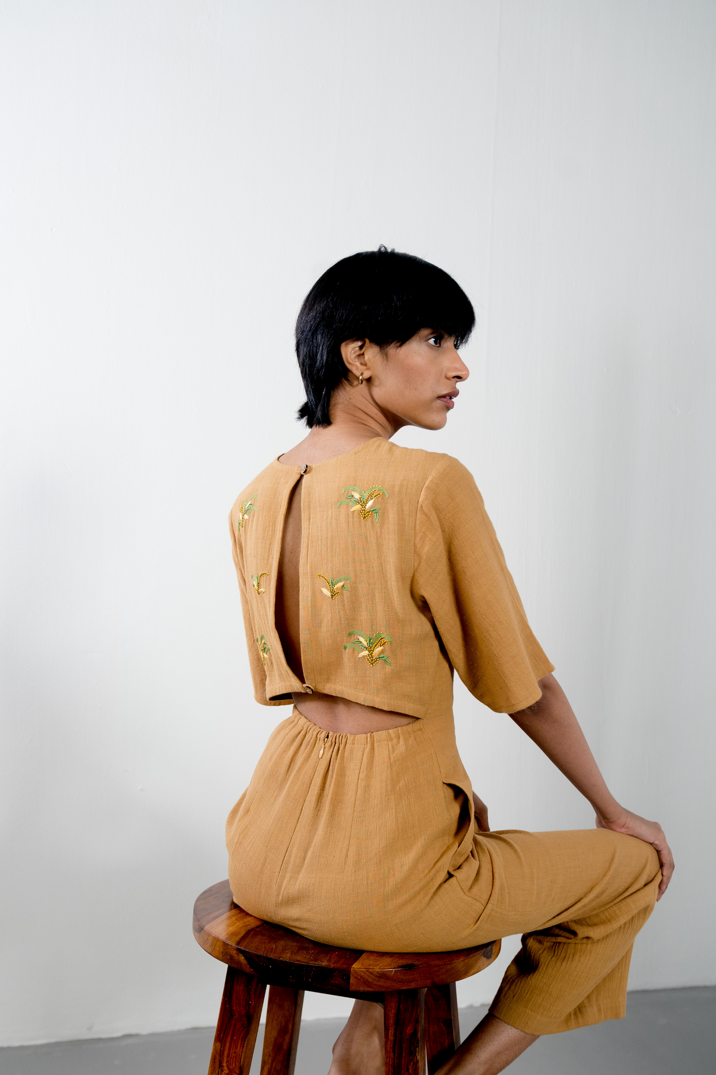 Sunset Garden handwoven organic cotton jumpsuit