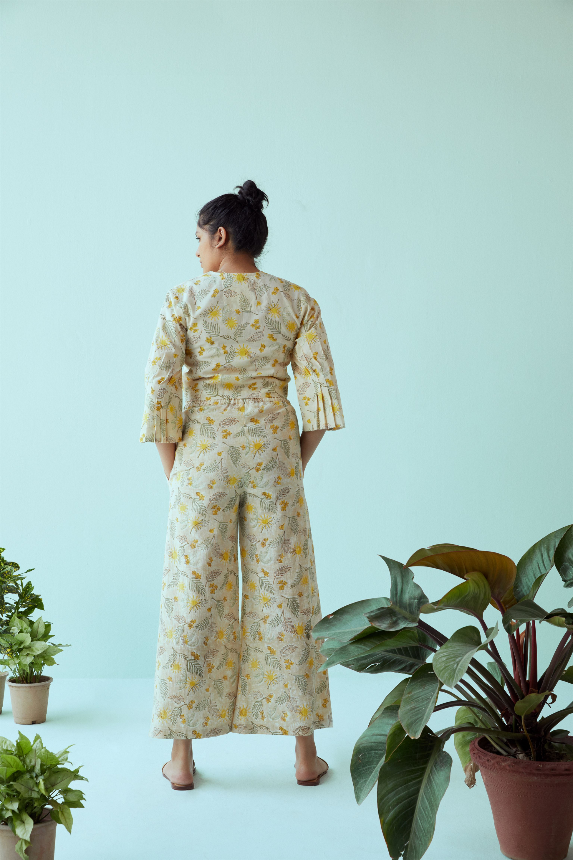 Sunny Palm handwoven organic cotton trousers