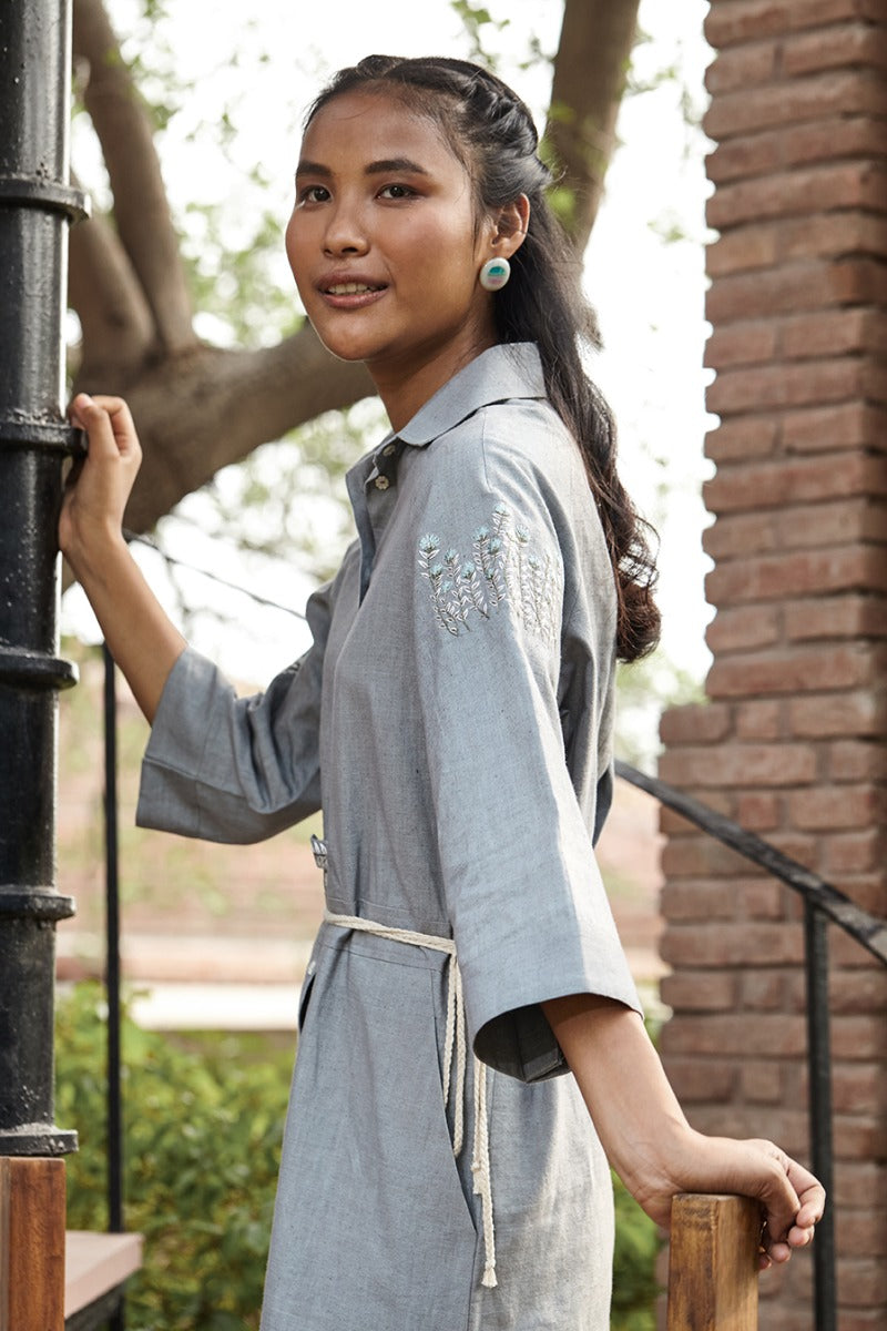 Grey Paradise hemp dress