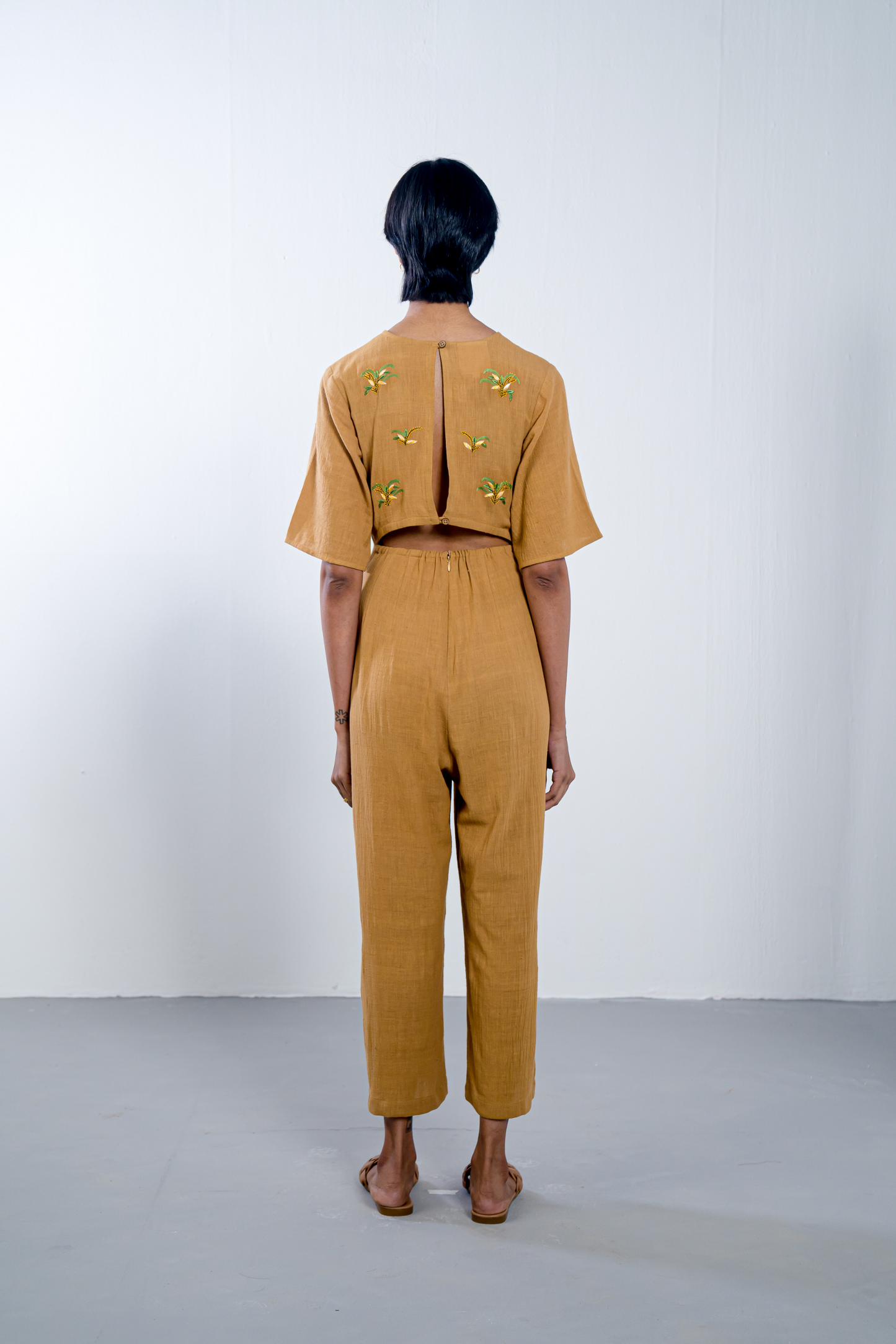 Sunset Garden handwoven organic cotton jumpsuit
