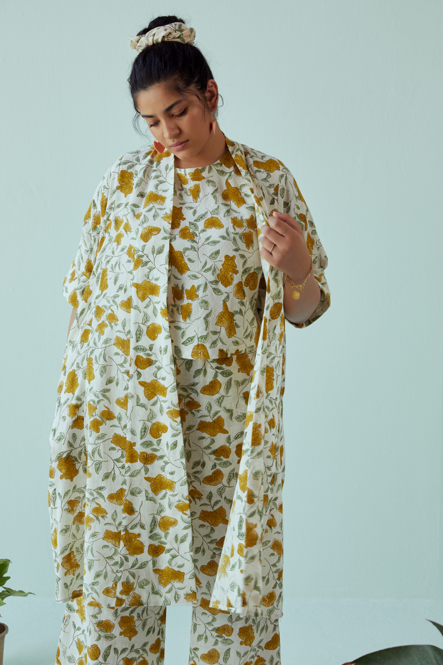 Bougainvillea Blooms handwoven organic cotton gilet