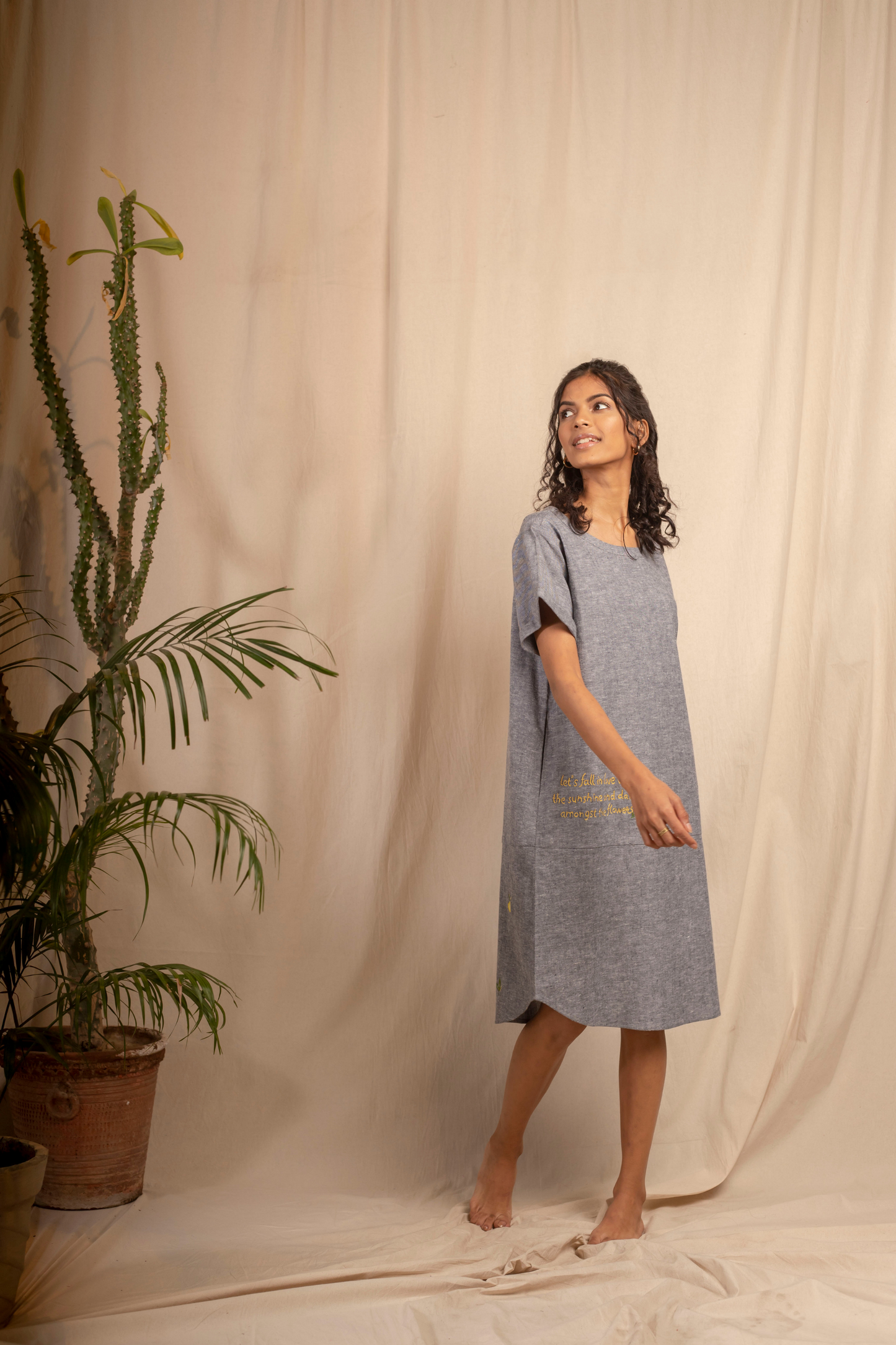 corricella hemp denim shift dress