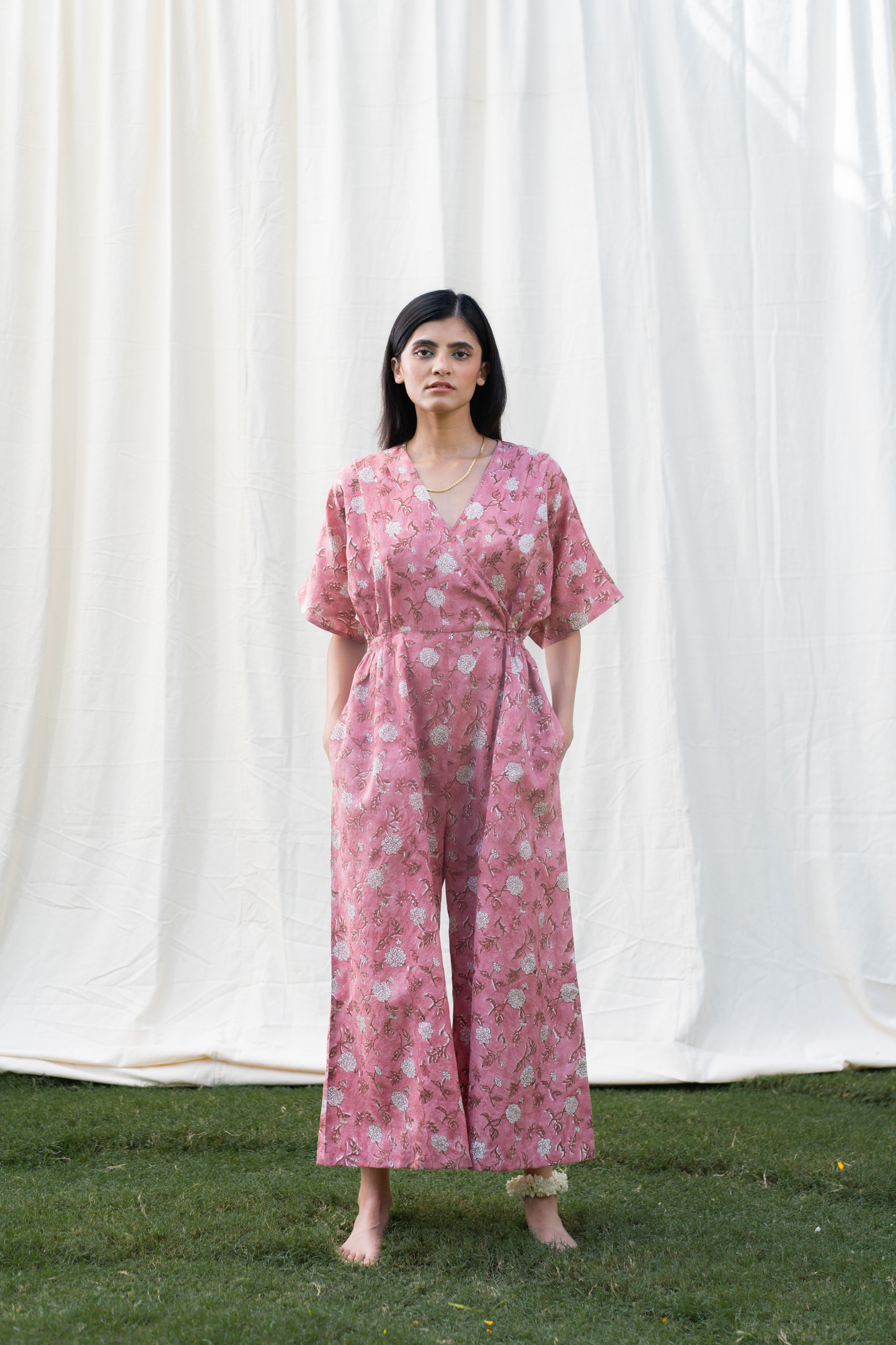 Dahlia Pink silk jumpsuit