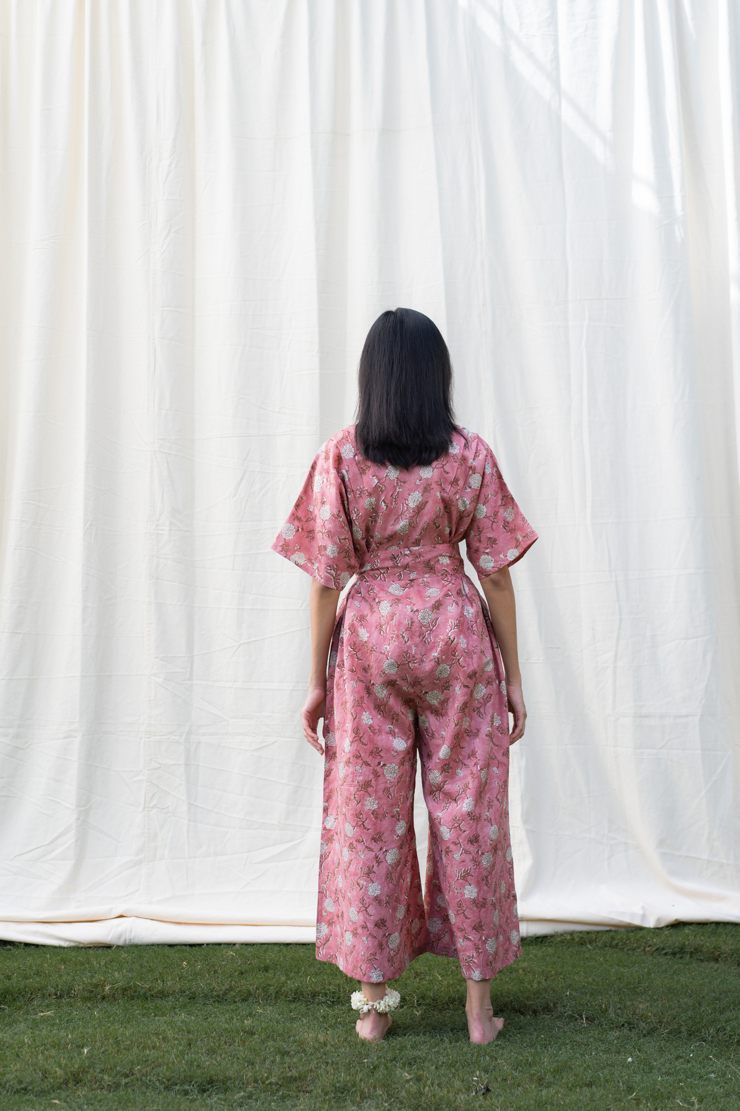 Dahlia Pink silk jumpsuit