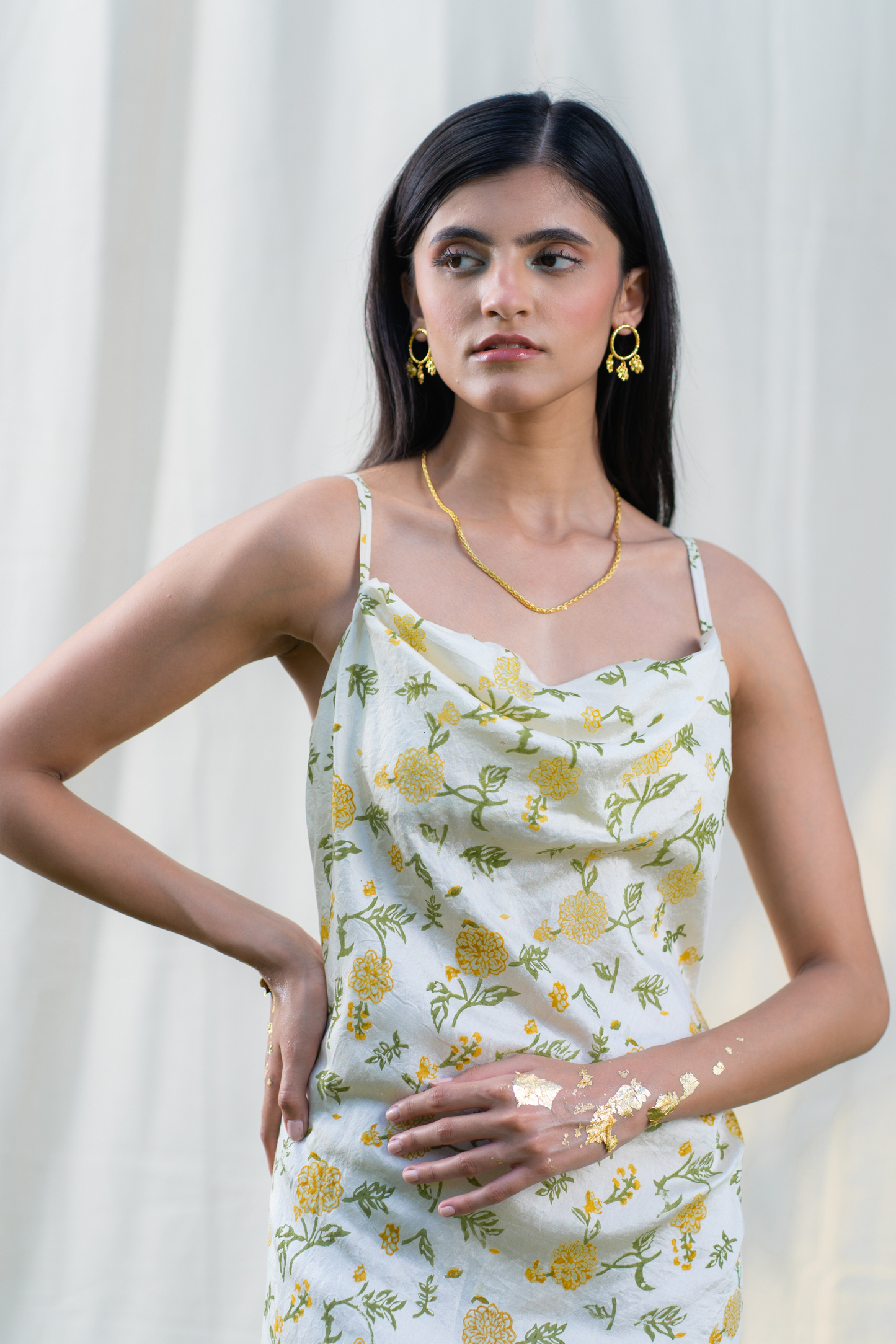 Dancing in Dahlias silk slip dress