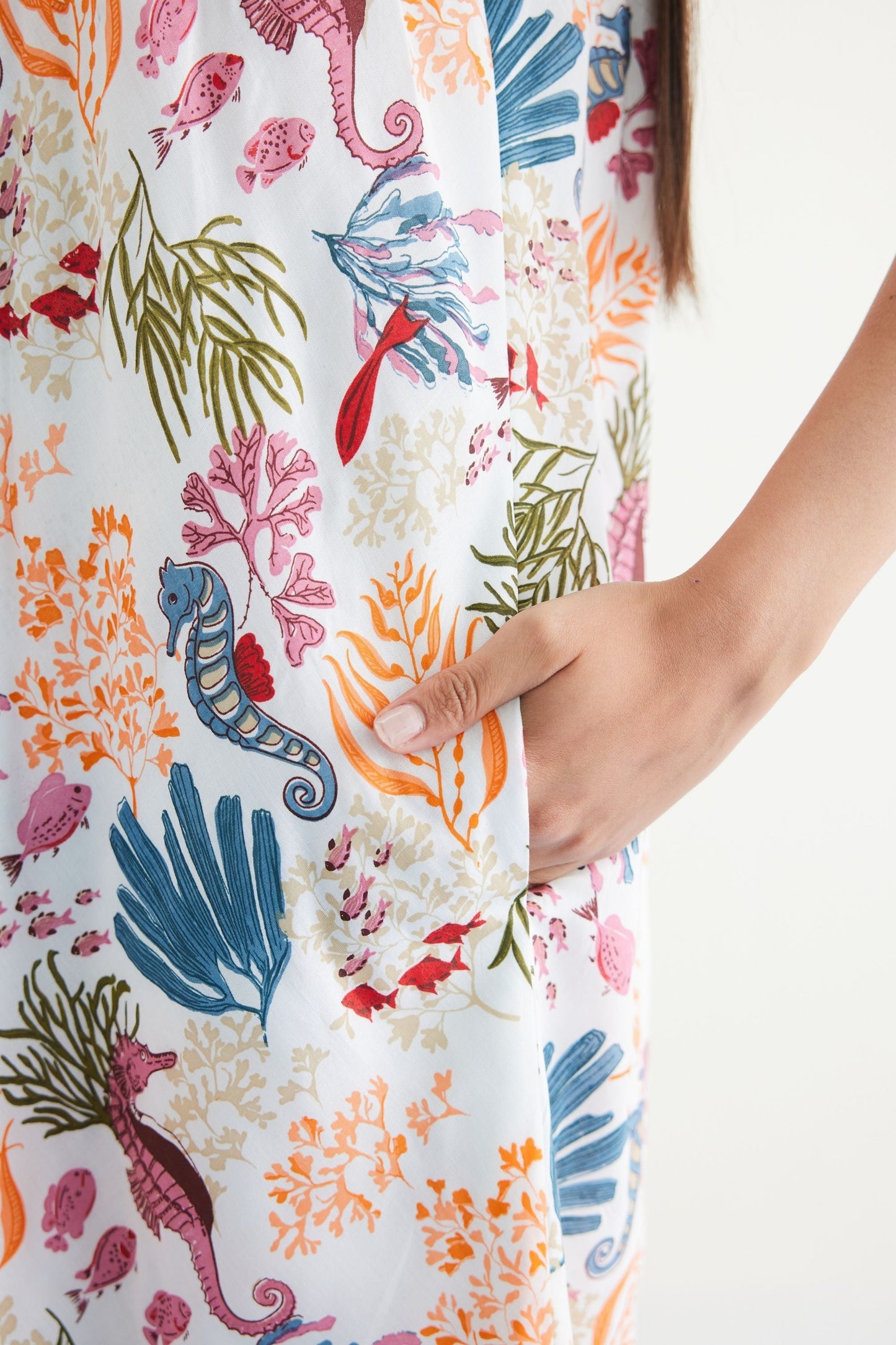 Deep Sea Lyocell Halter Maxi Dress