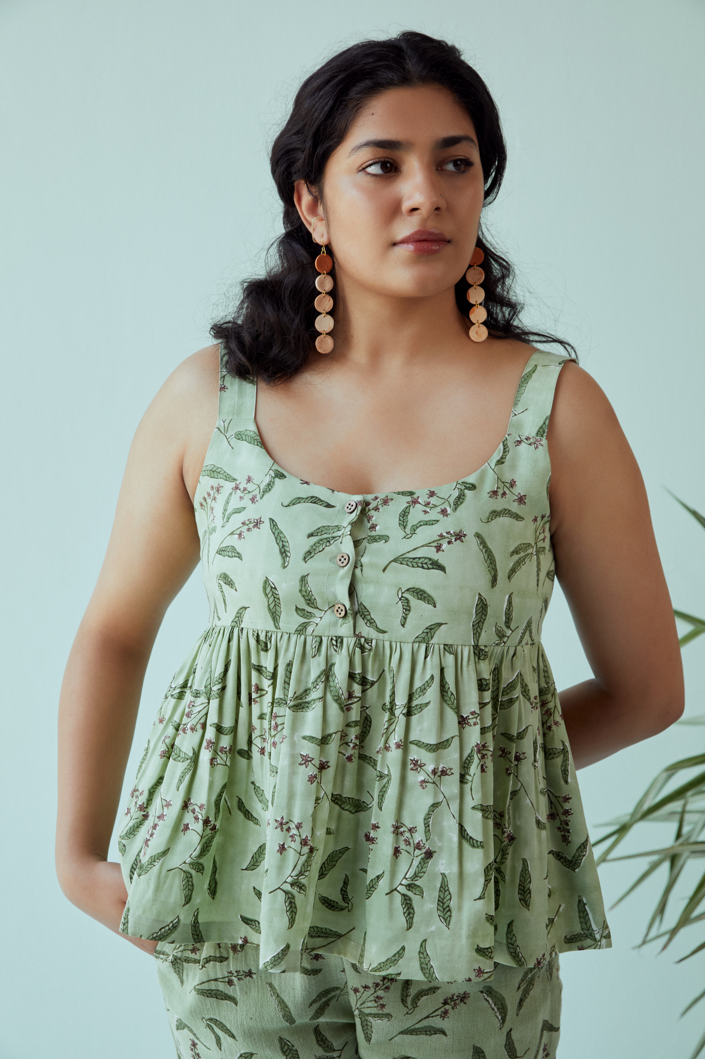 Green mango tencel sleeveless top