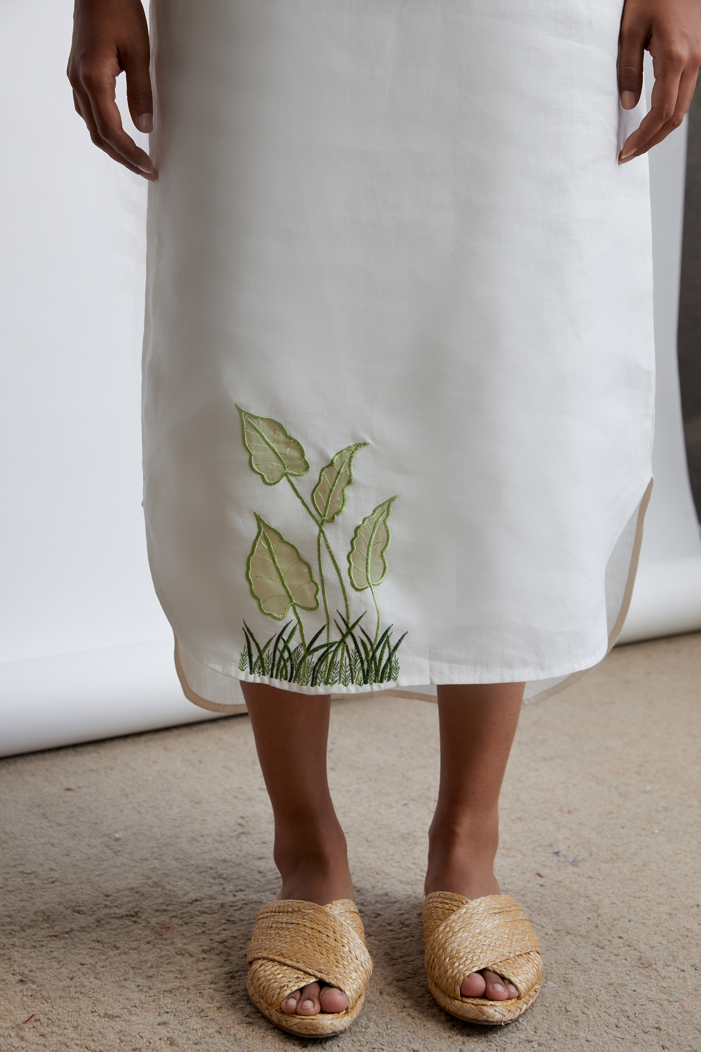 Leafy Lazy tie hemp maxi dress