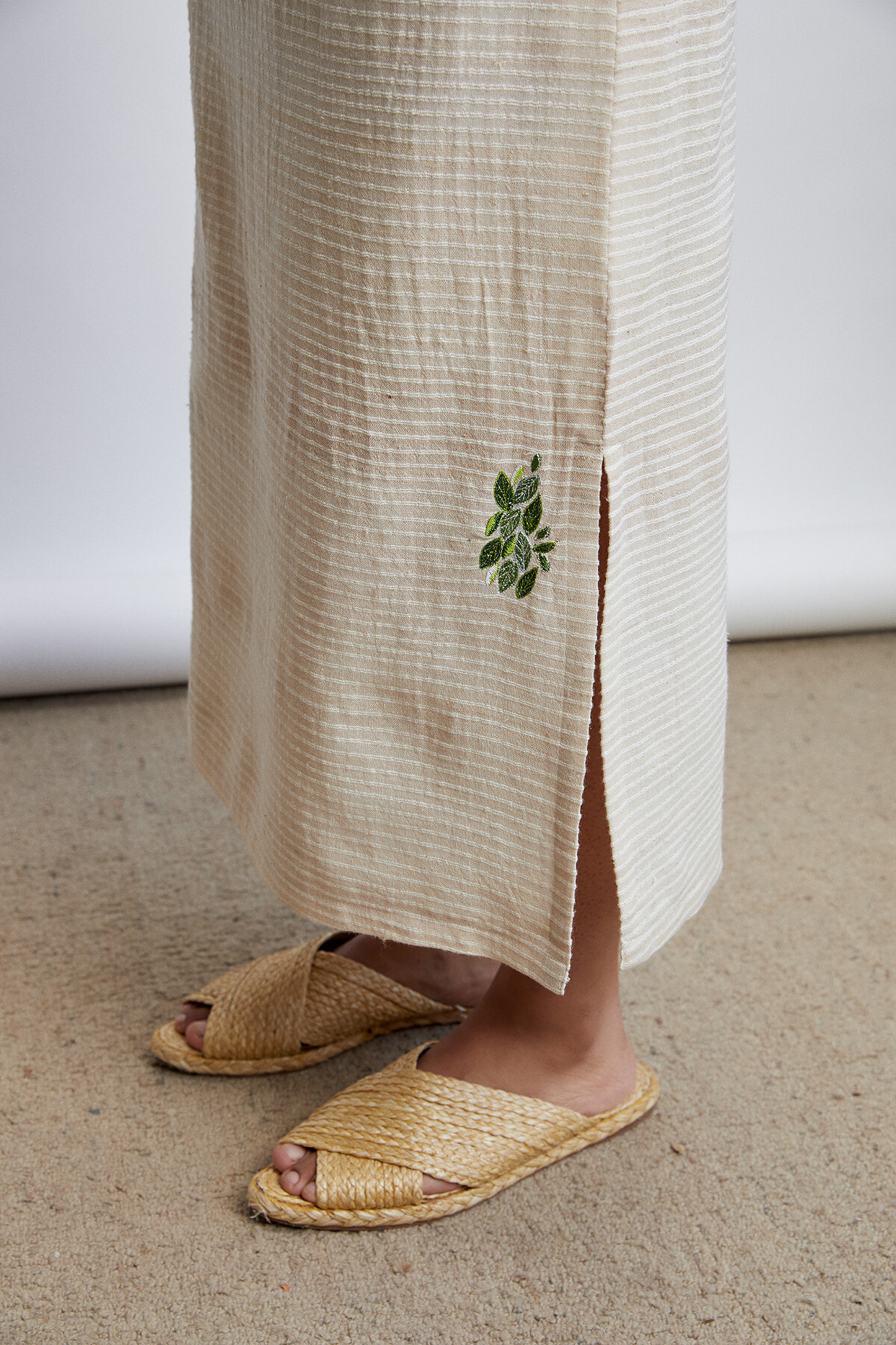 Leafy Long handwoven organic cotton skirt