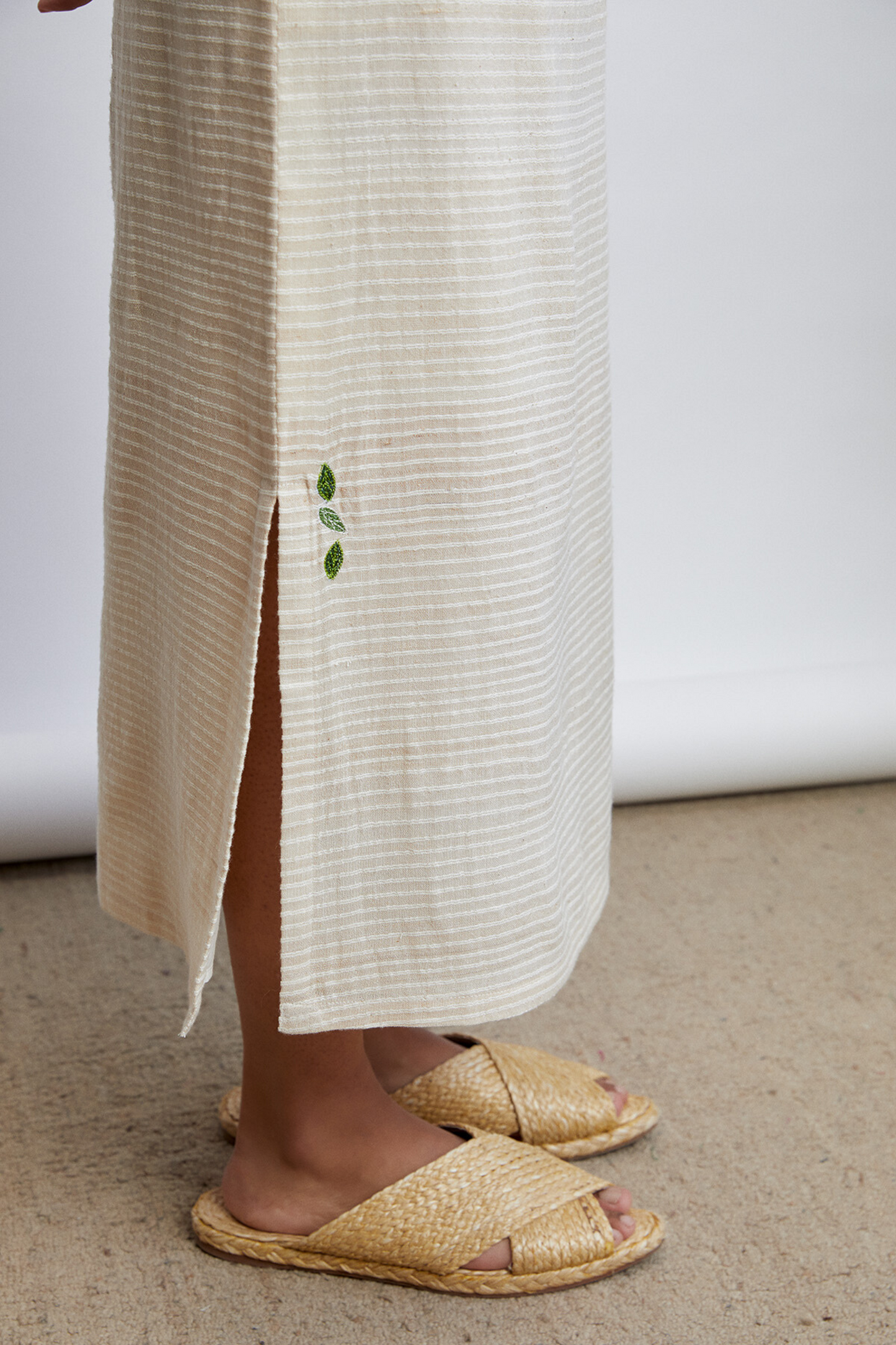 Leafy Long handwoven organic cotton skirt