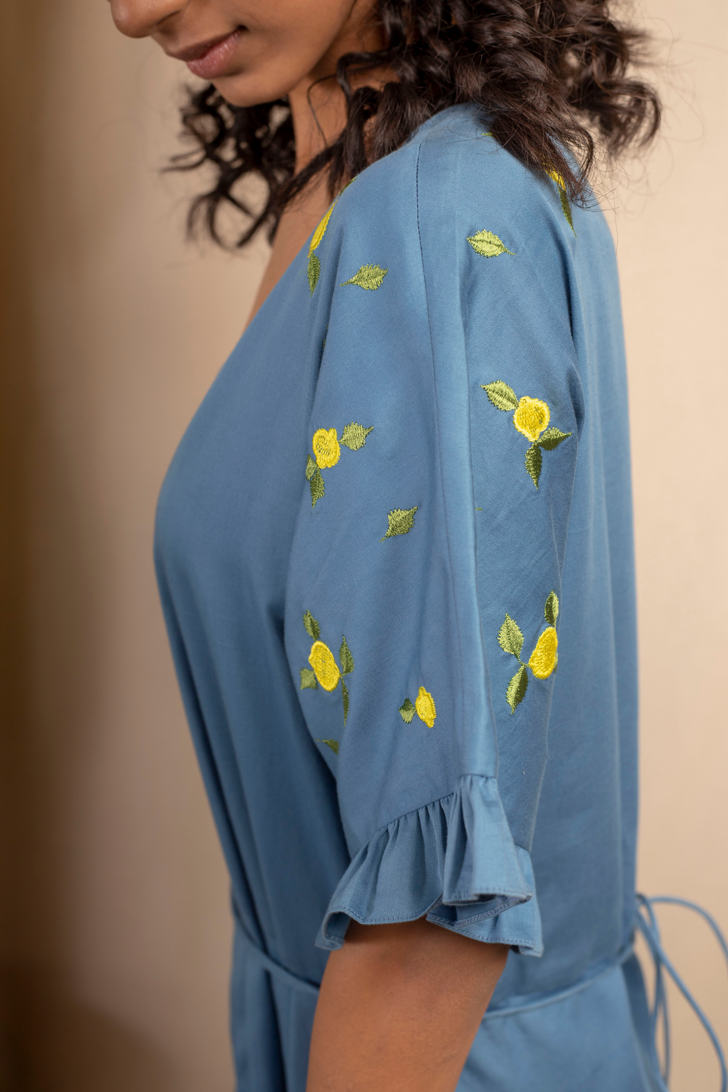 Sui | LEMON SKIES embroidered, herbal-dyed organic cotton maxi dress from Granita Summer Collection 2019