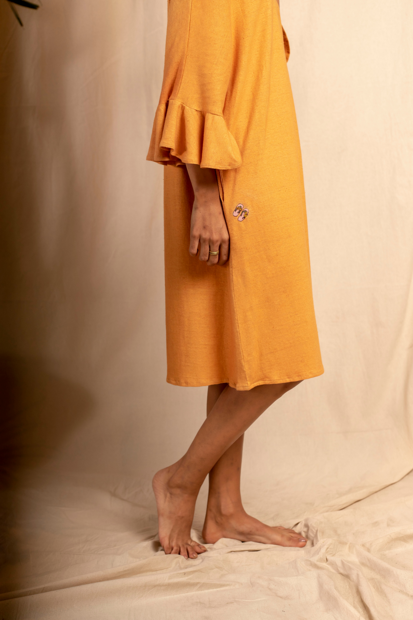 Sui | NEROLI hand-embroidered, naturally dyed hemp knit casual shift dress from Granita Summer Collection 2019
