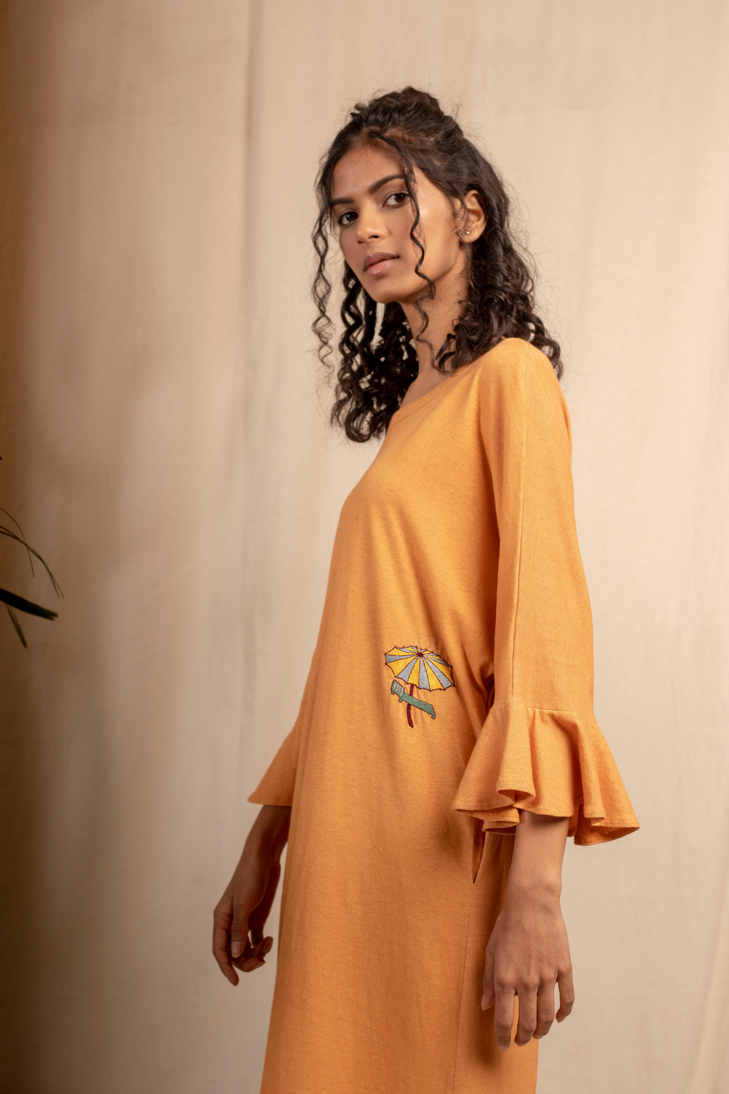 Sui | NEROLI hand-embroidered, naturally dyed hemp knit casual shift dress from Granita Summer Collection 2019