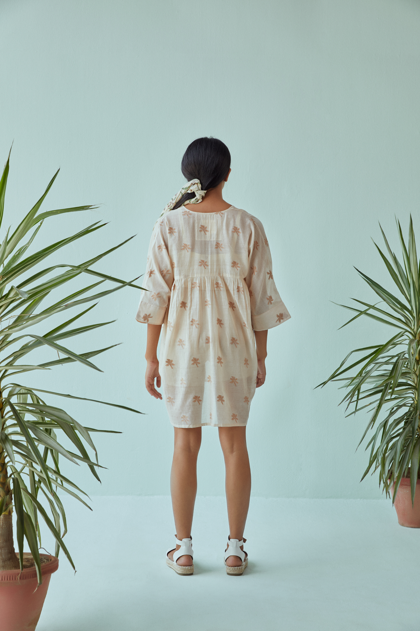 Nostalgic Palm jamdani kaftan dress