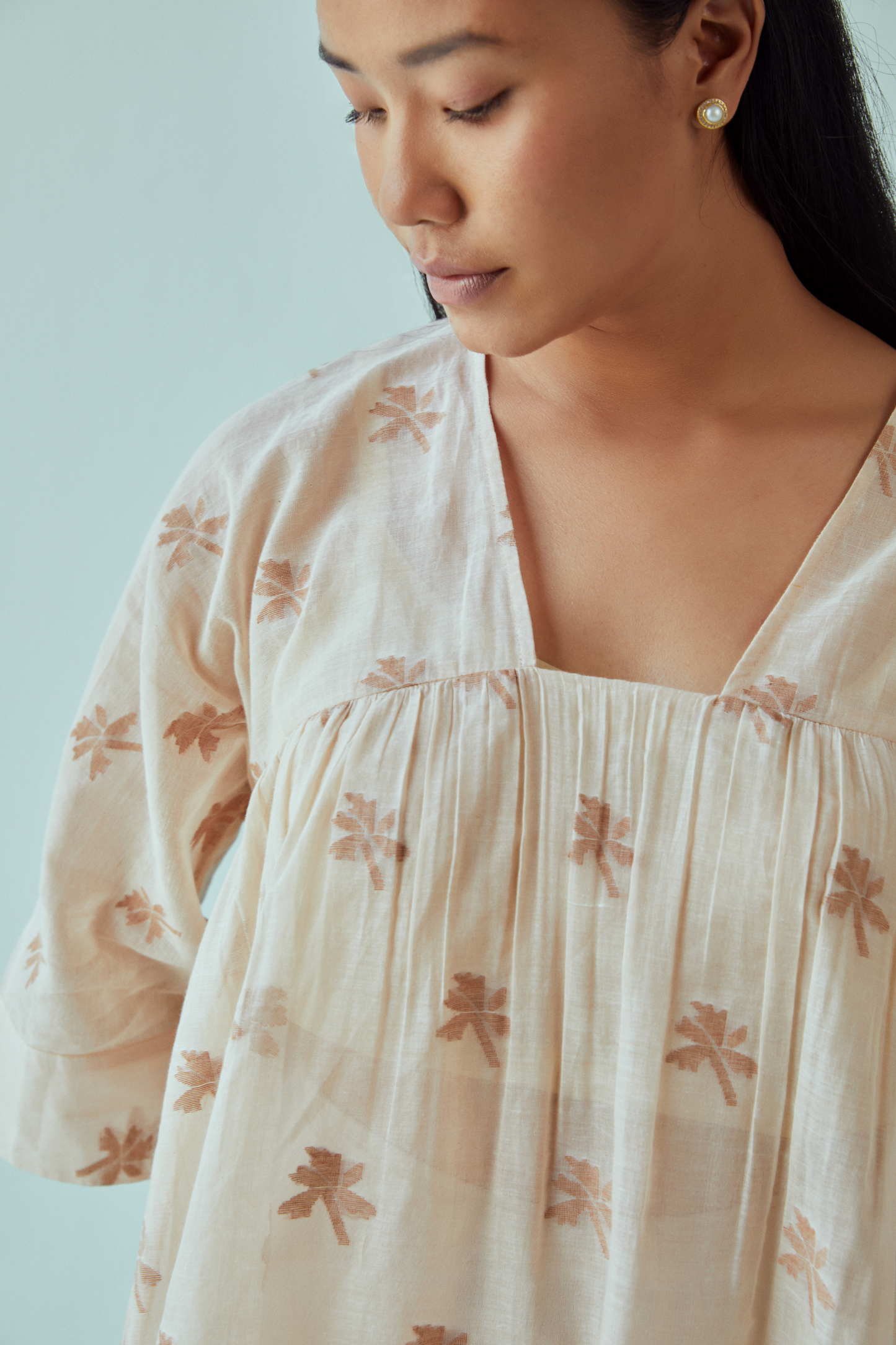 Nostalgic Palm jamdani kaftan dress