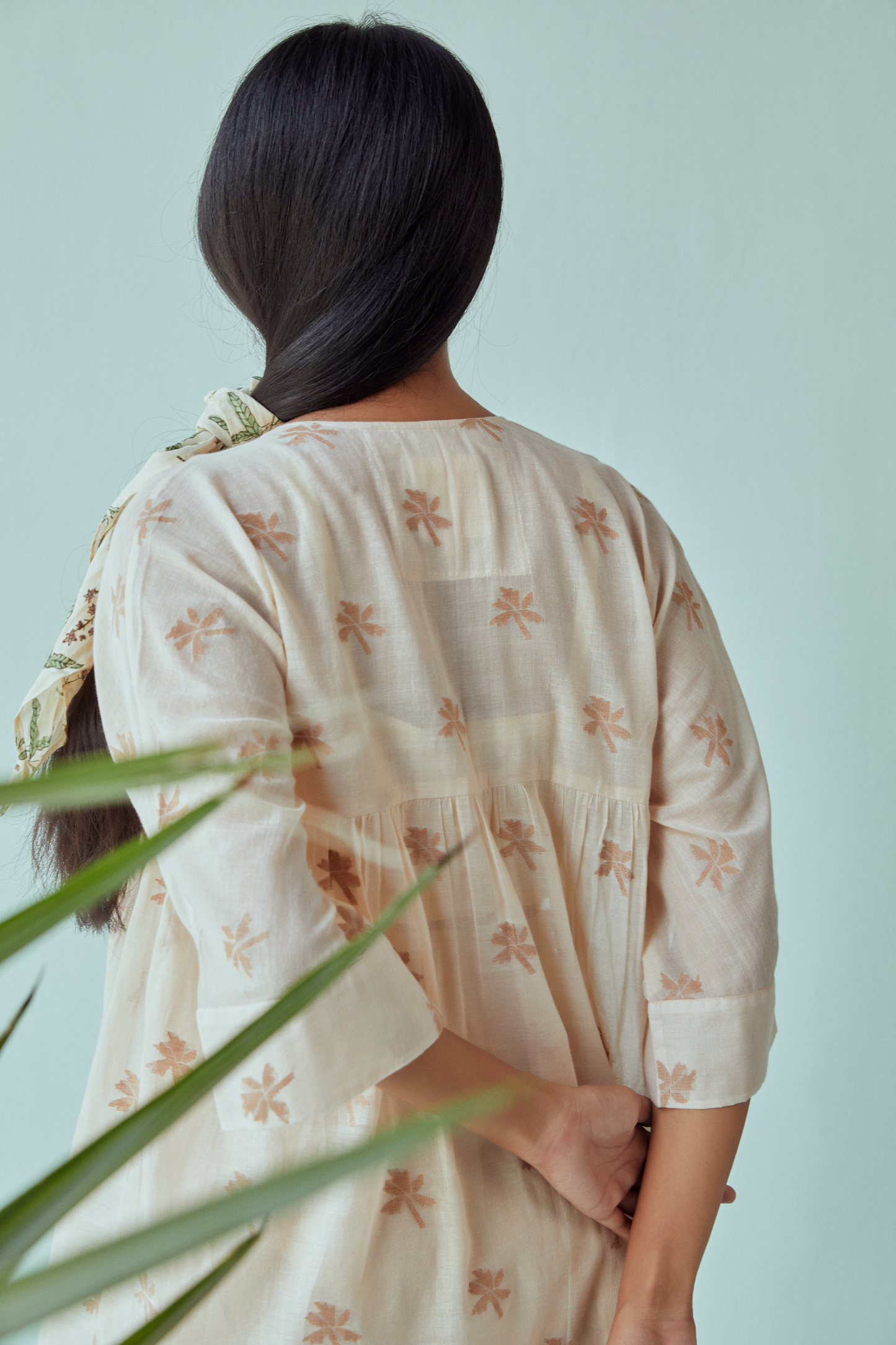 Nostalgic Palm jamdani kaftan dress
