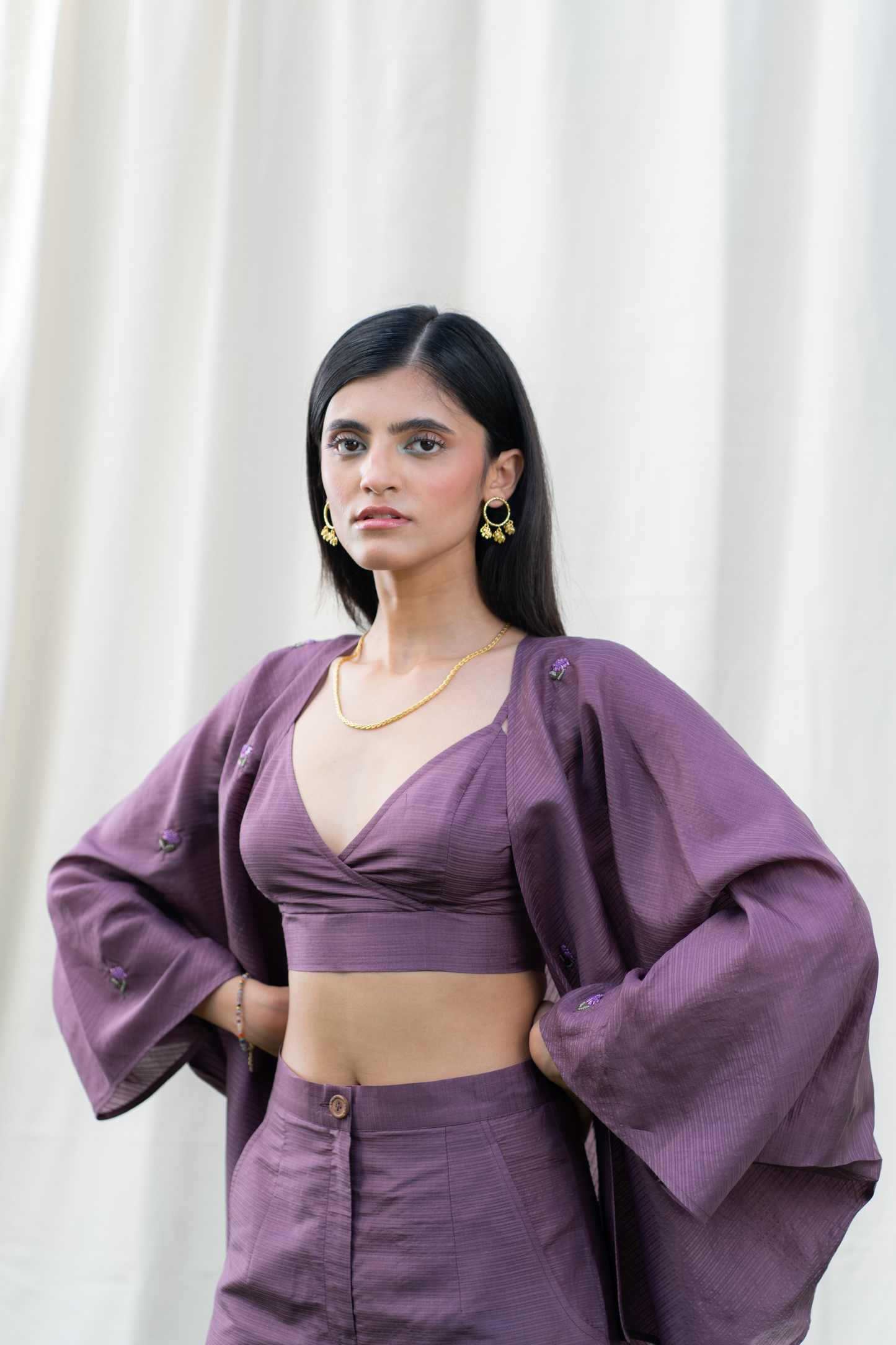 Purple Sky cape silk gilet