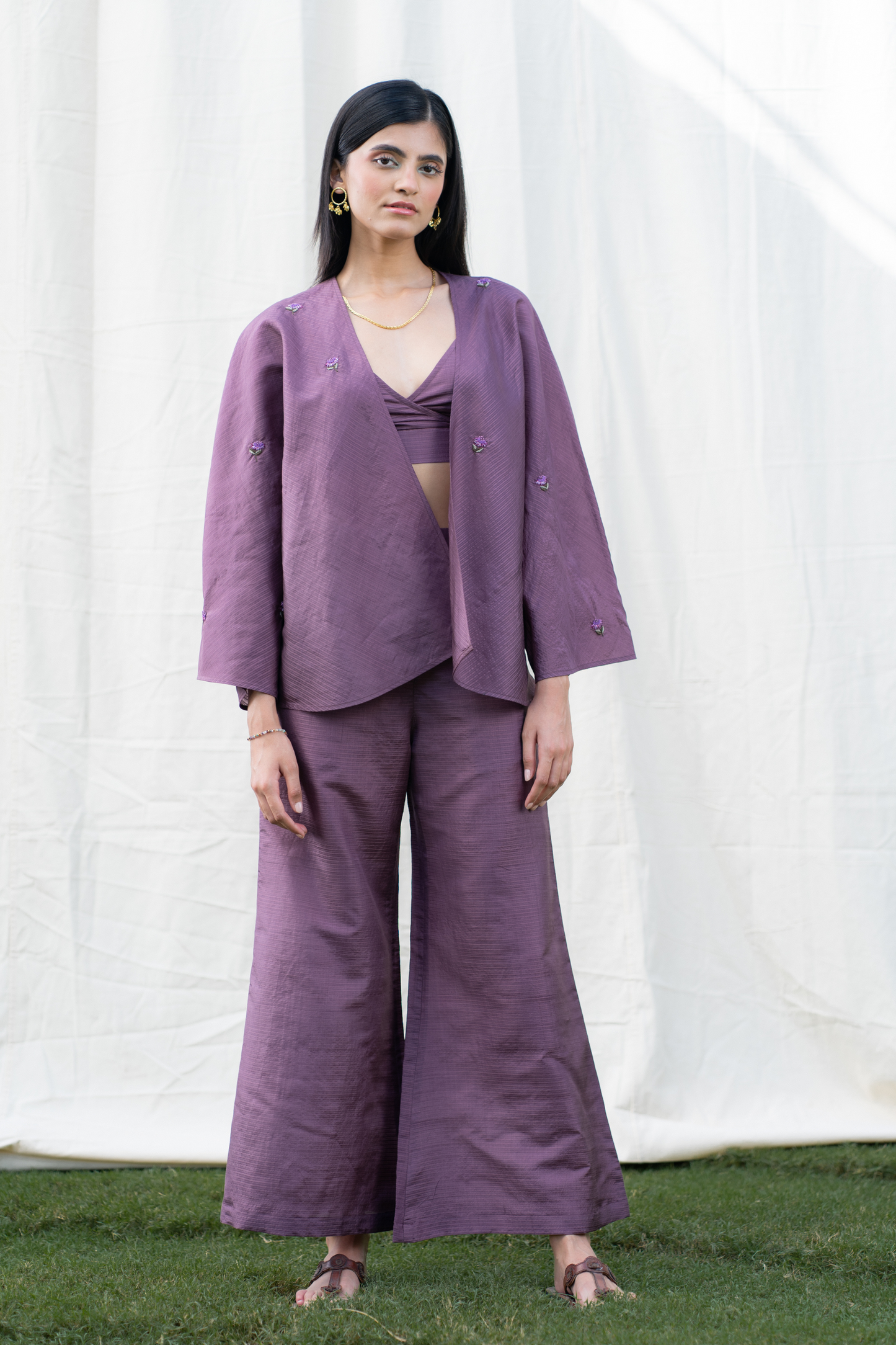 Purple Sky cape silk gilet