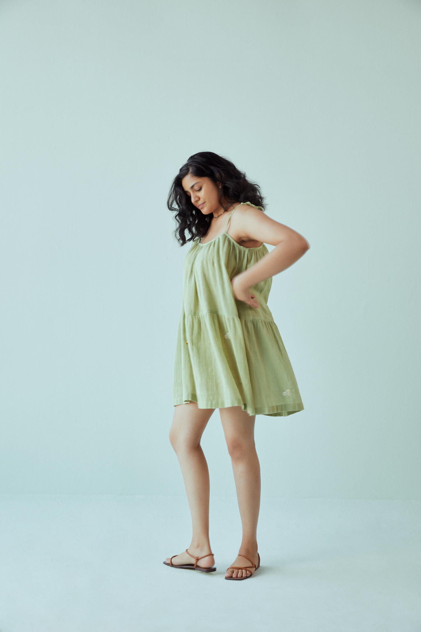 Sea Greens handwoven organic cotton spaghetti dress