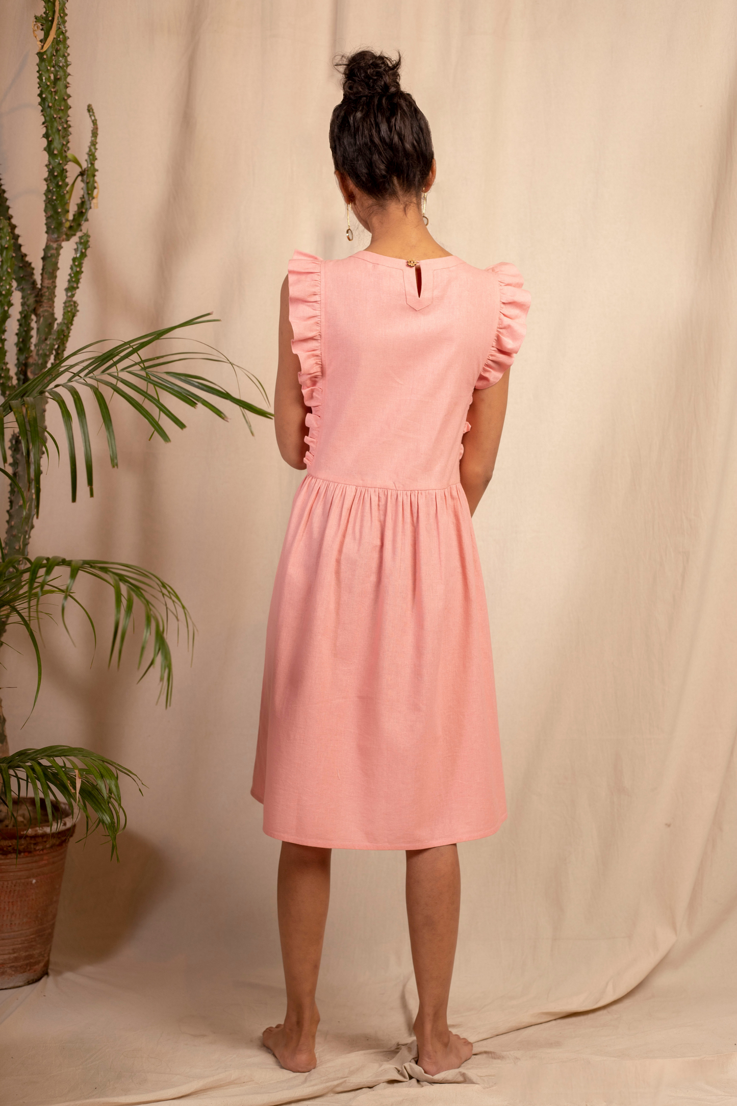 Sui | SUMMERTIME LOVE hand-embroidered, herbal-dyed recycled fabric shift dress with ruffle details from Granita Summer Collection 2019
