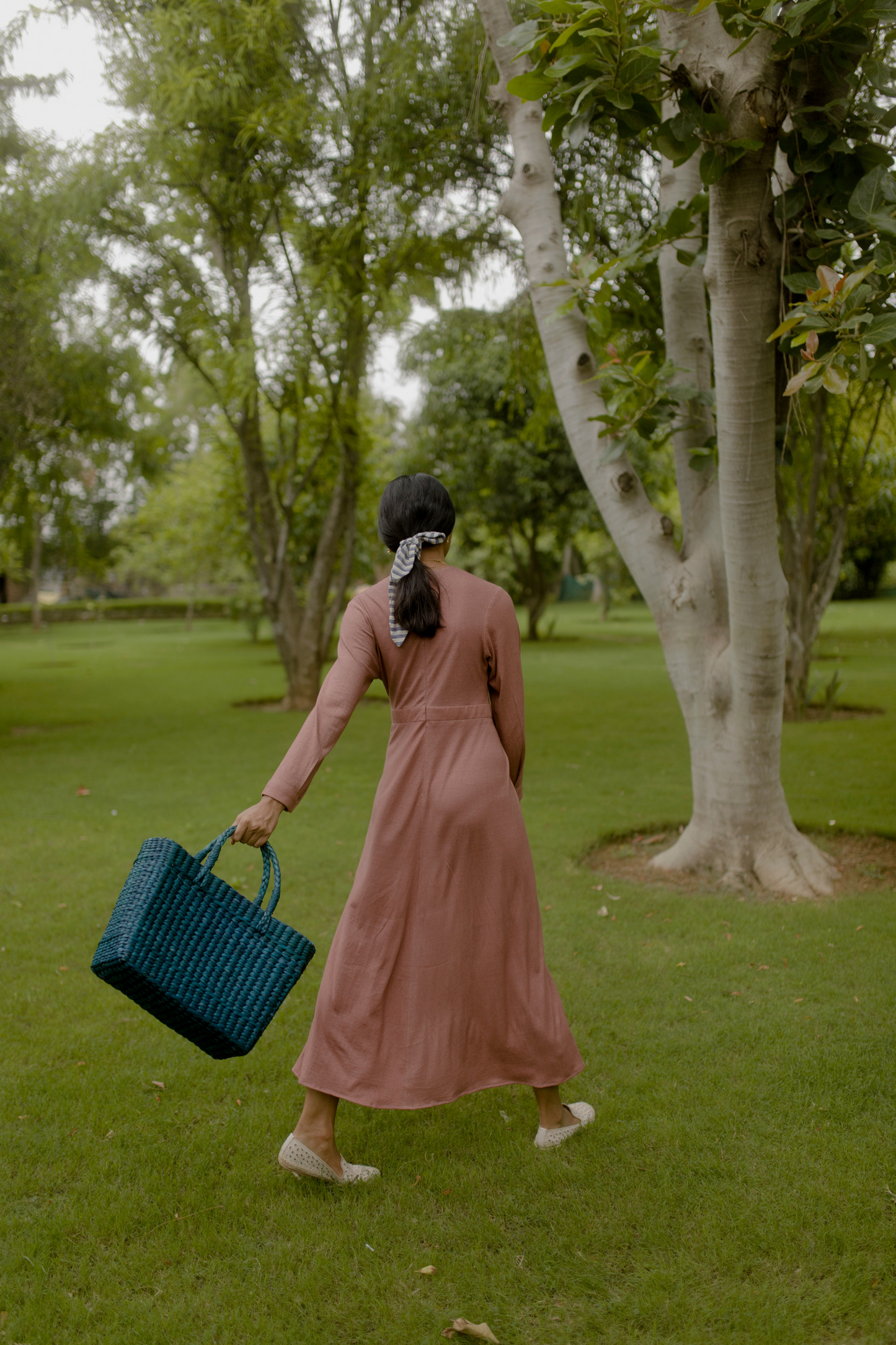 Sui | SUNDOWN hand-embroidered, herbal-dyed hemp knit dress from Flow Winter Collection 2019