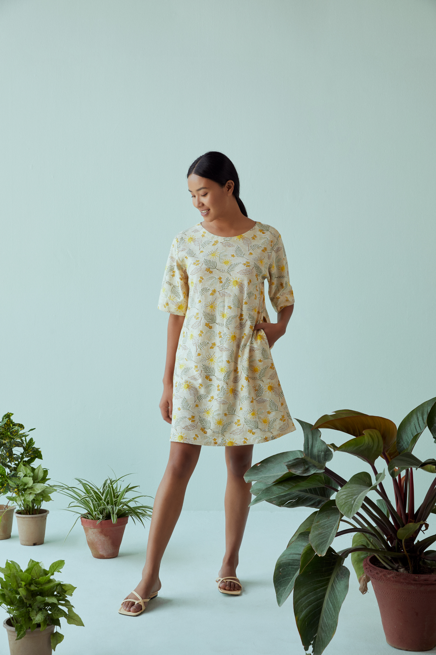 Sunny Palms hemp knit dress