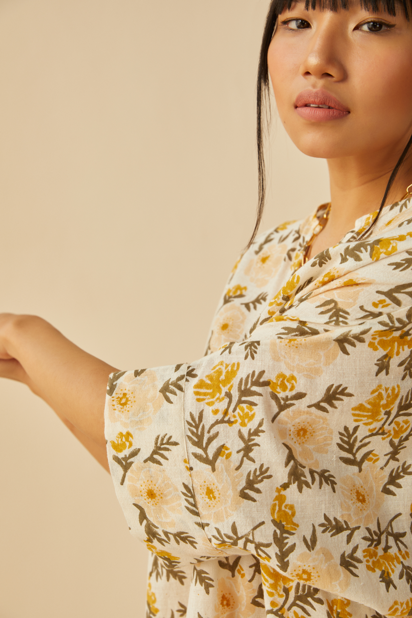 Sunshine Poppy handwoven organic cotton dress