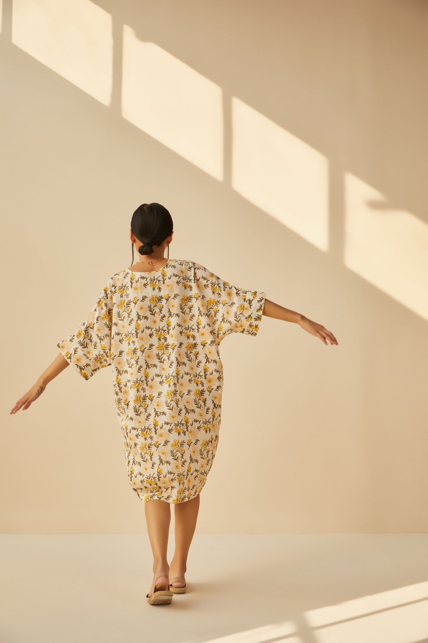 Sunshine Poppy handwoven organic cotton dress