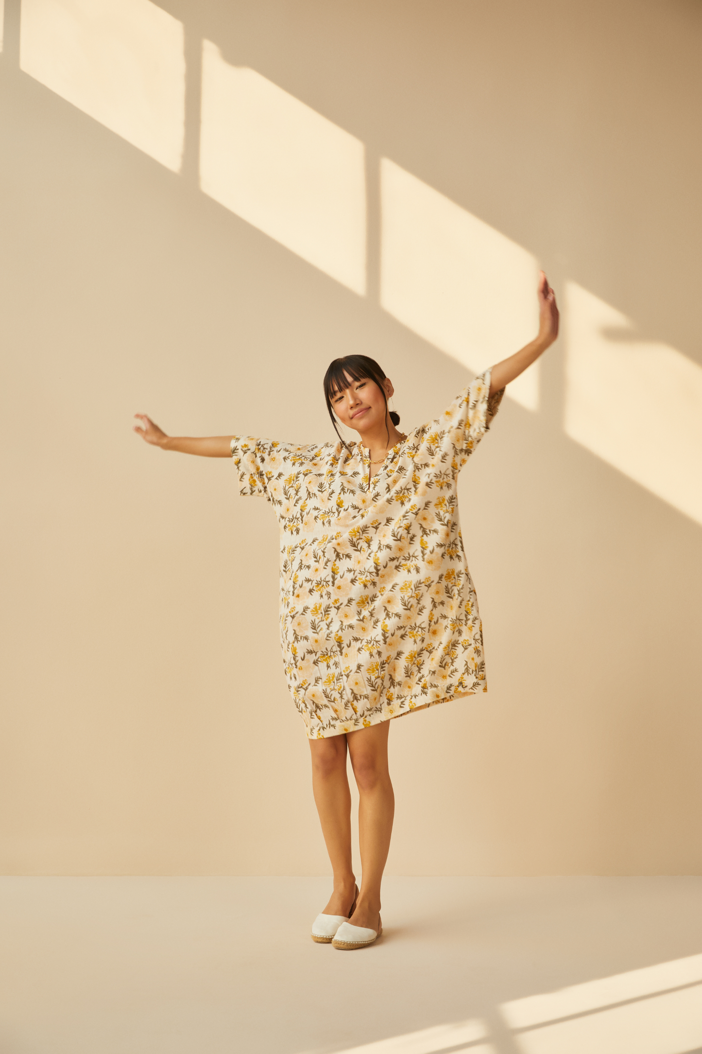 Sunshine Poppy handwoven organic cotton dress