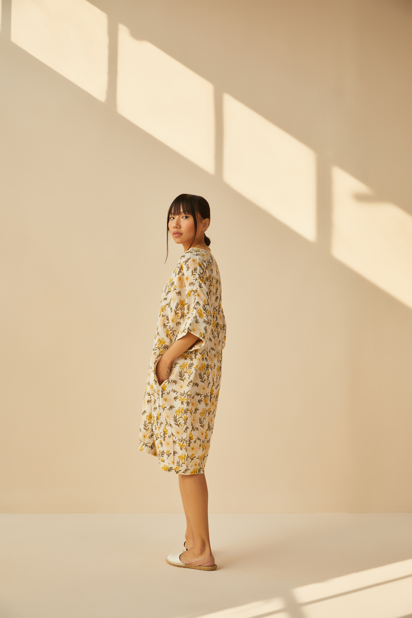 Sunshine Poppy handwoven organic cotton dress