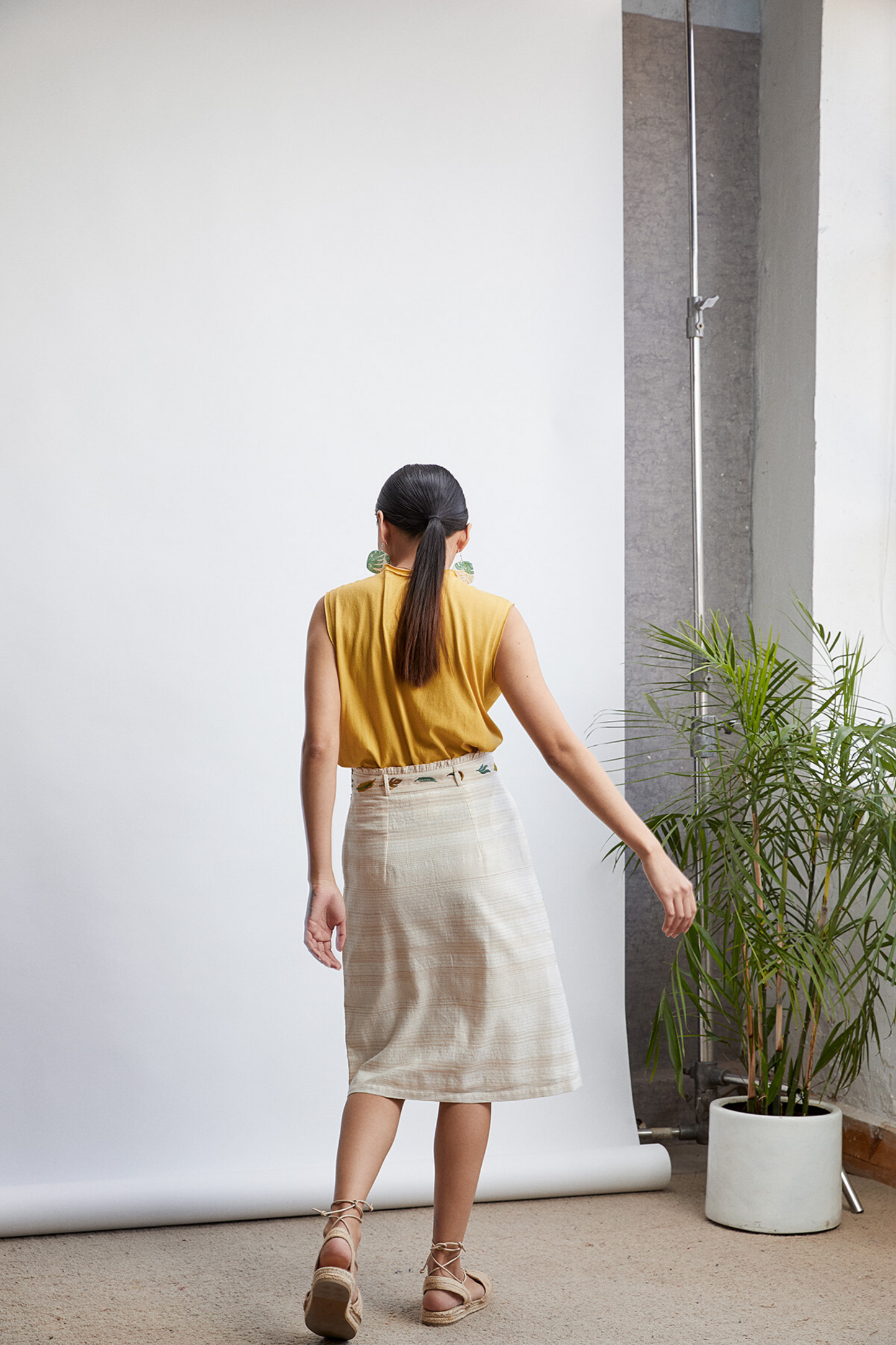 The Breezy handwoven organic cotton belted skirt