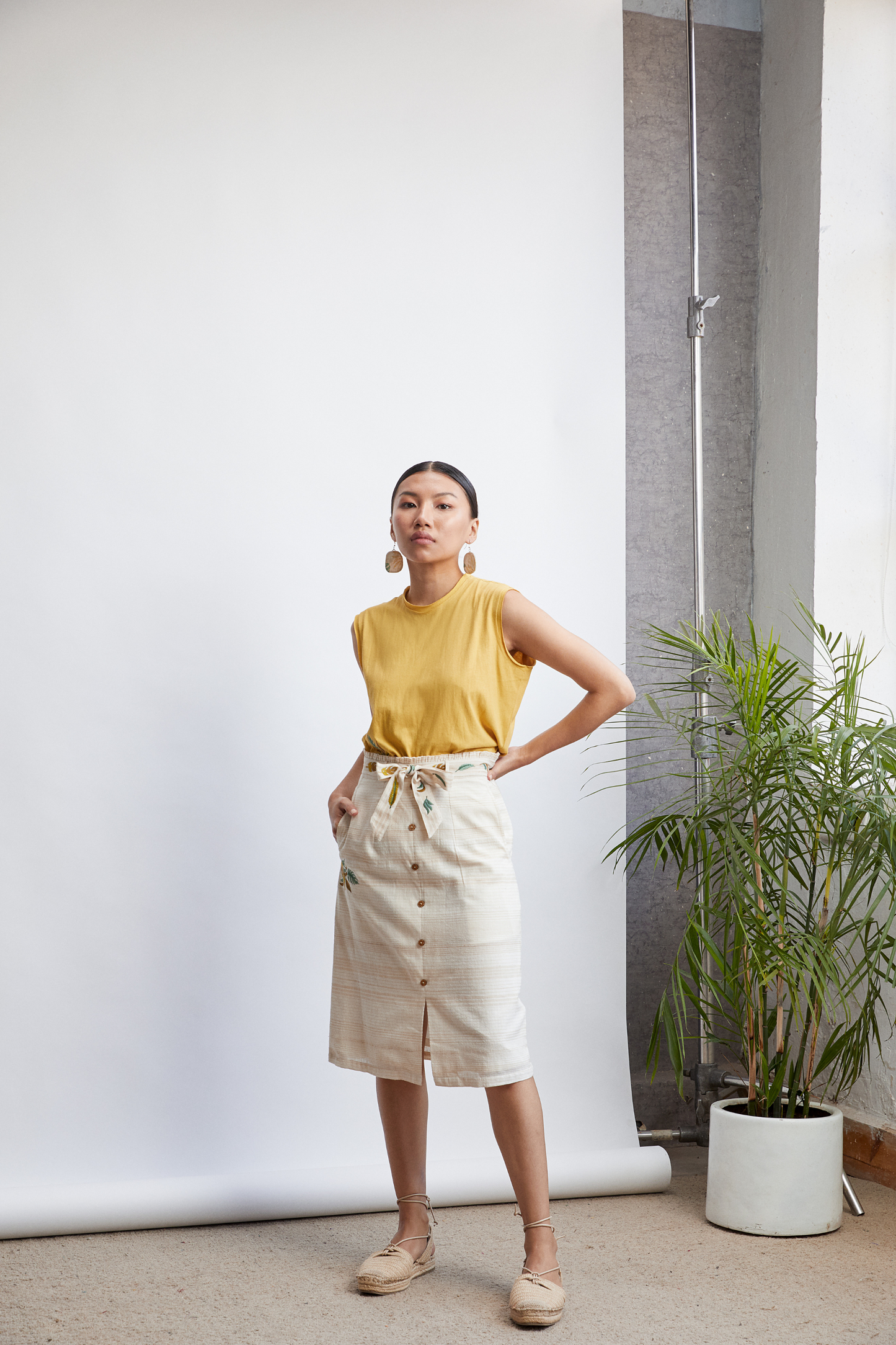 The Breezy handwoven organic cotton belted skirt