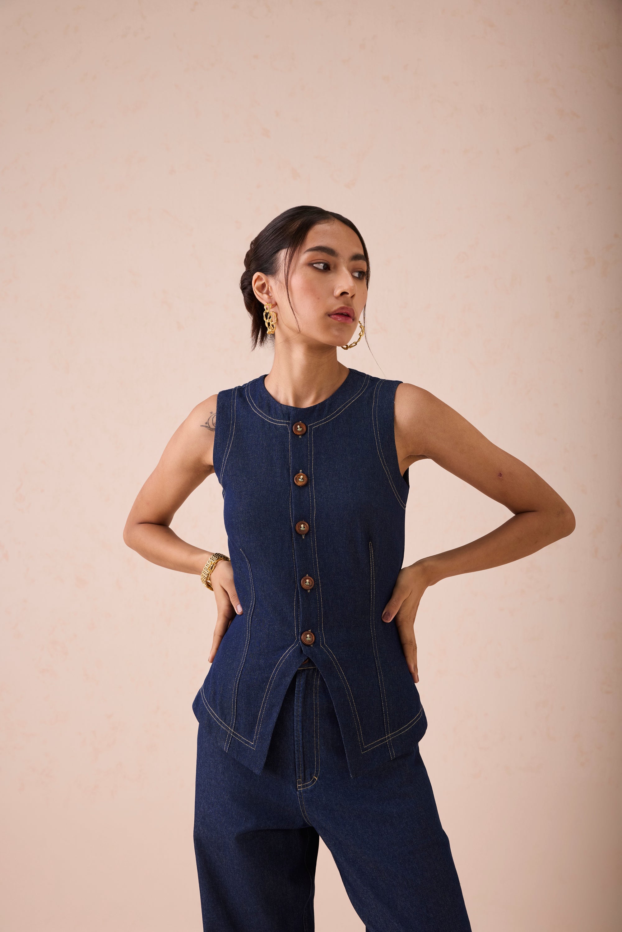 Todayful Piping Jacquard Vest