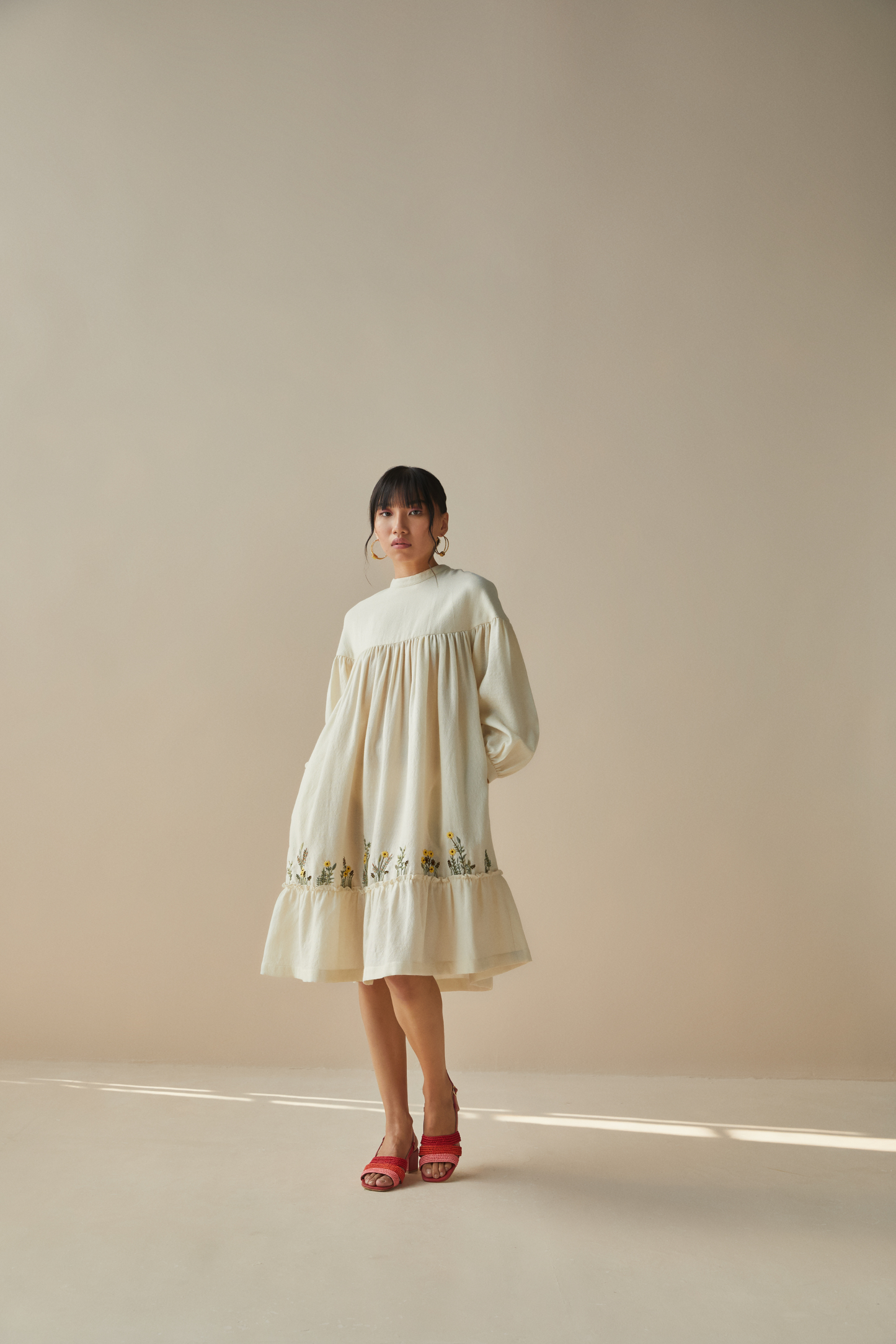The dreamy long sleeve handwoven wool dress