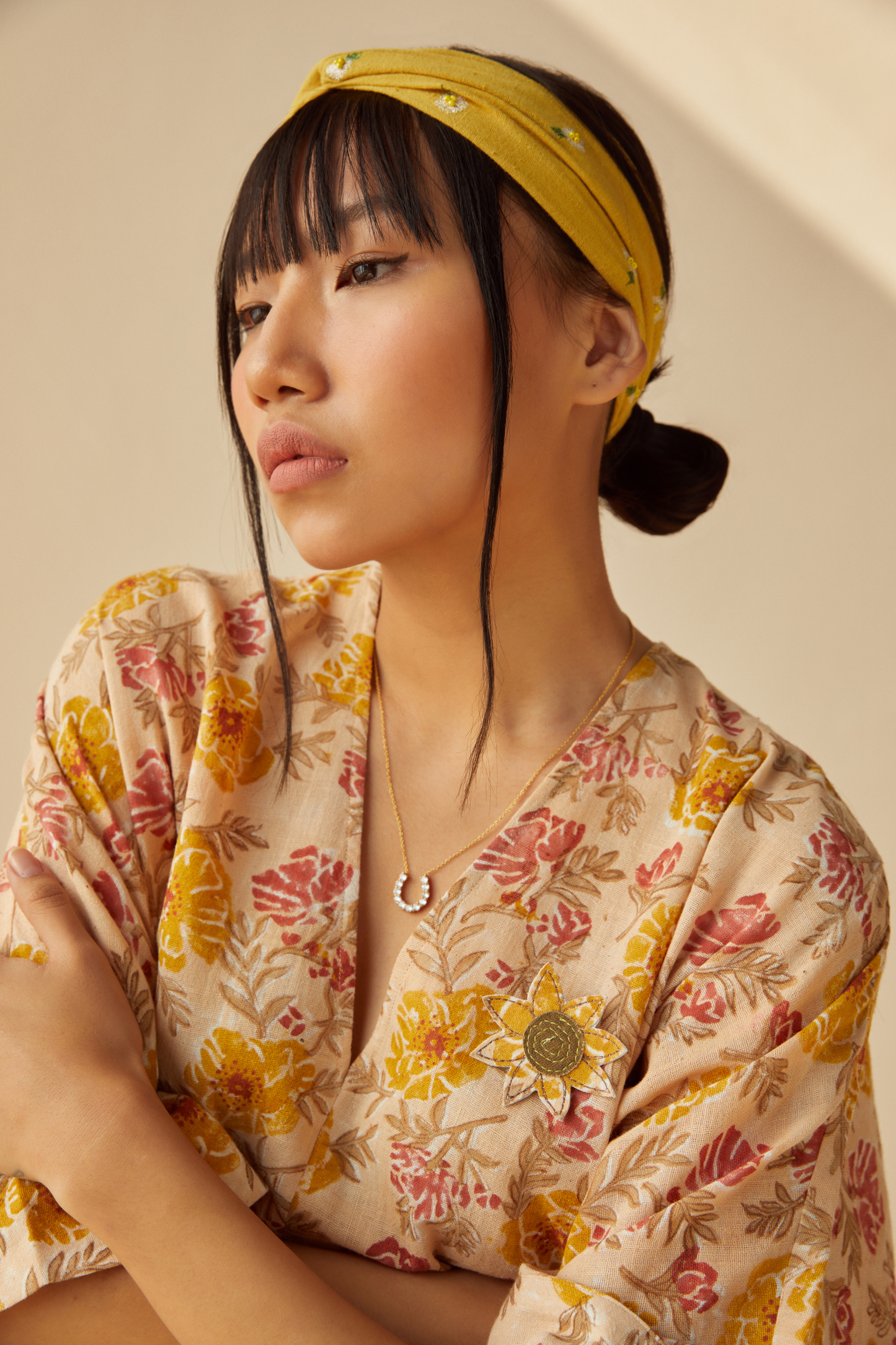 The Flower Power handwoven organic cotton kaftan