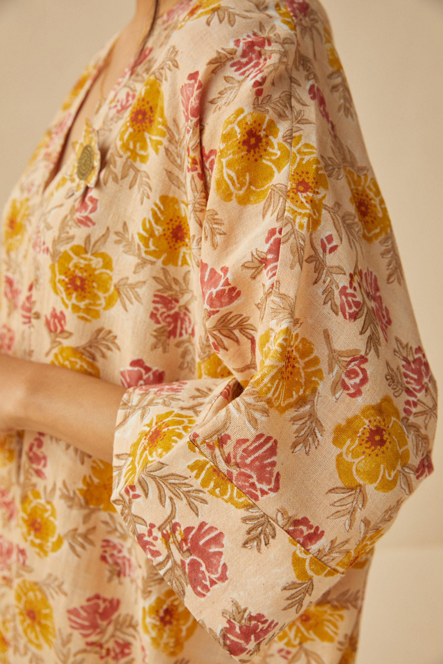 The Flower Power handwoven organic cotton kaftan