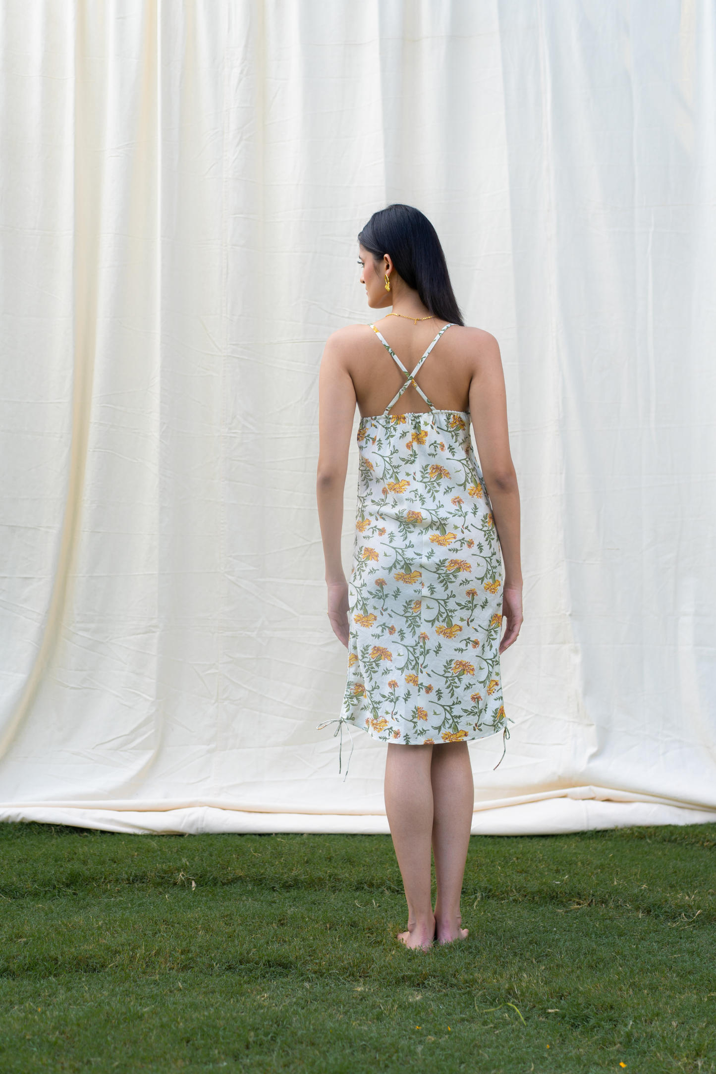 The Marigold Joy silk slip dress