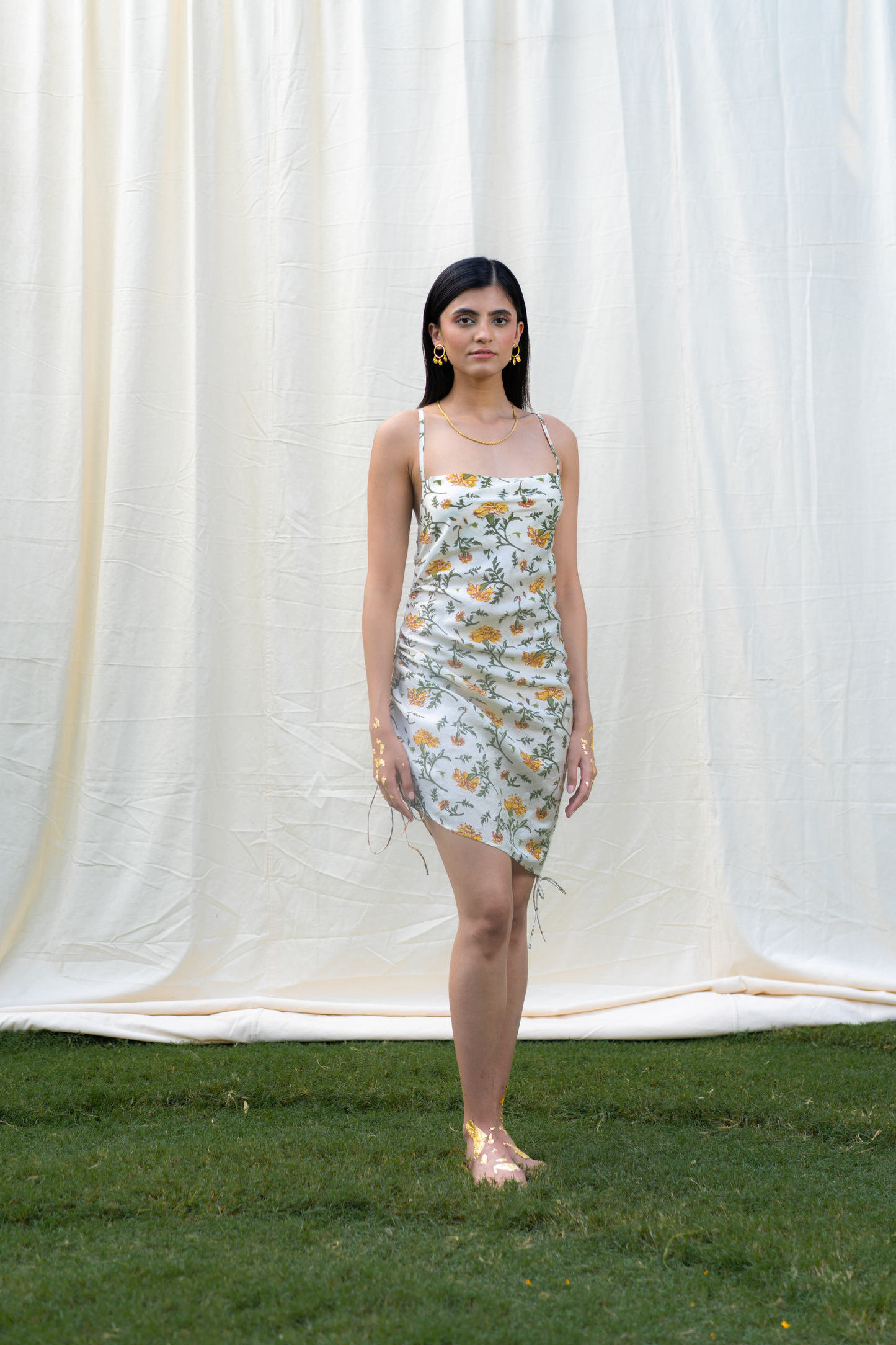 The Marigold Joy silk slip dress
