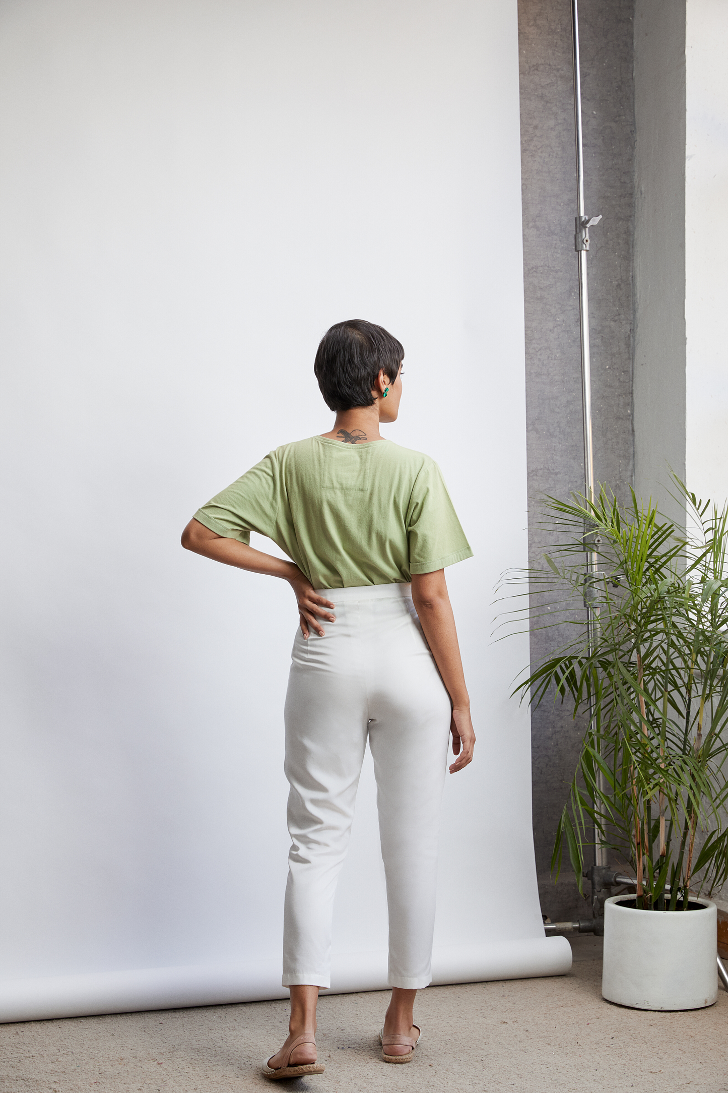 The Strait fitted tencel trousers