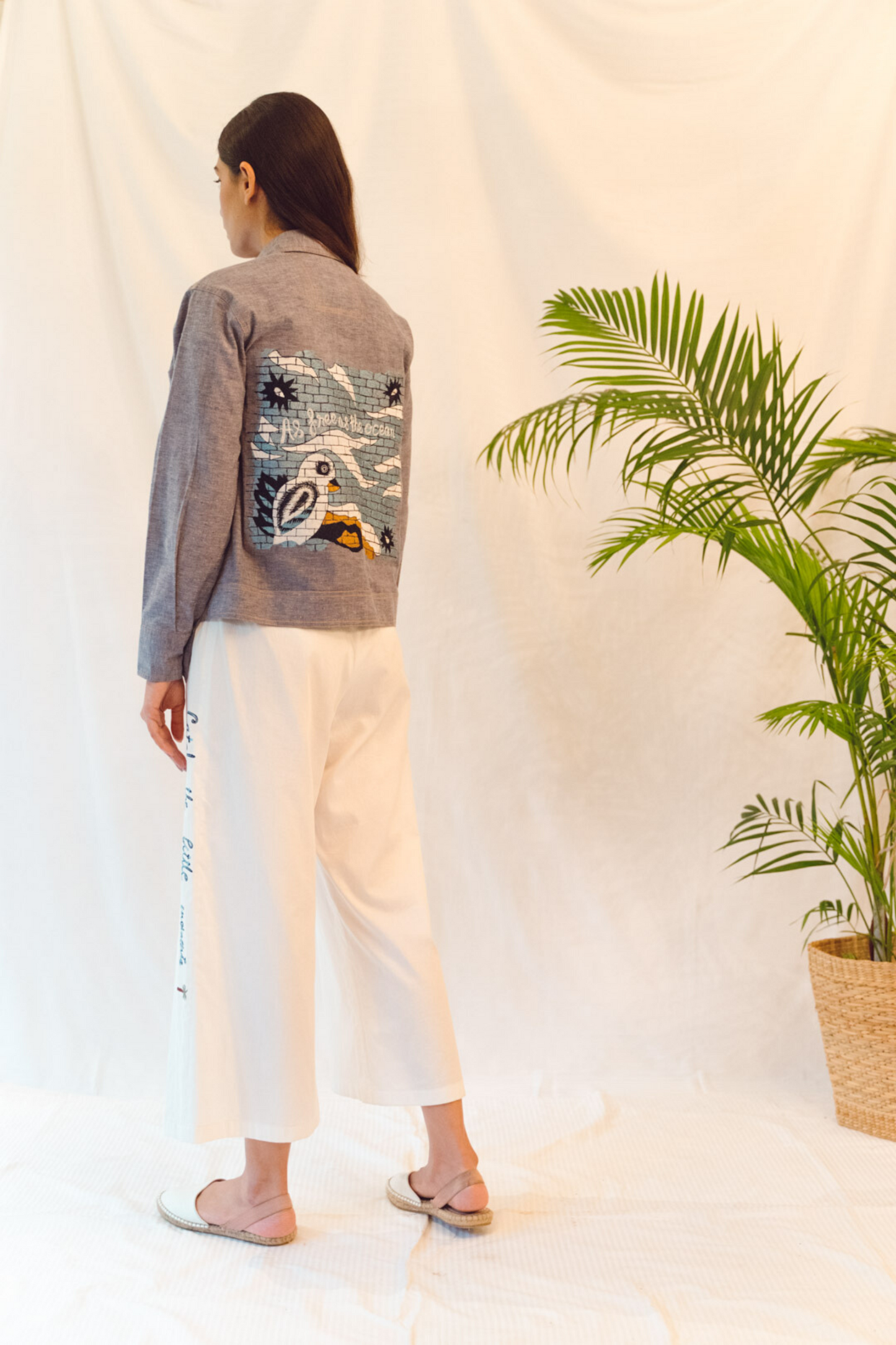 Sui | THE BYRON machine embroidered, hemp denim jacket from Flow Winter Collection 2019