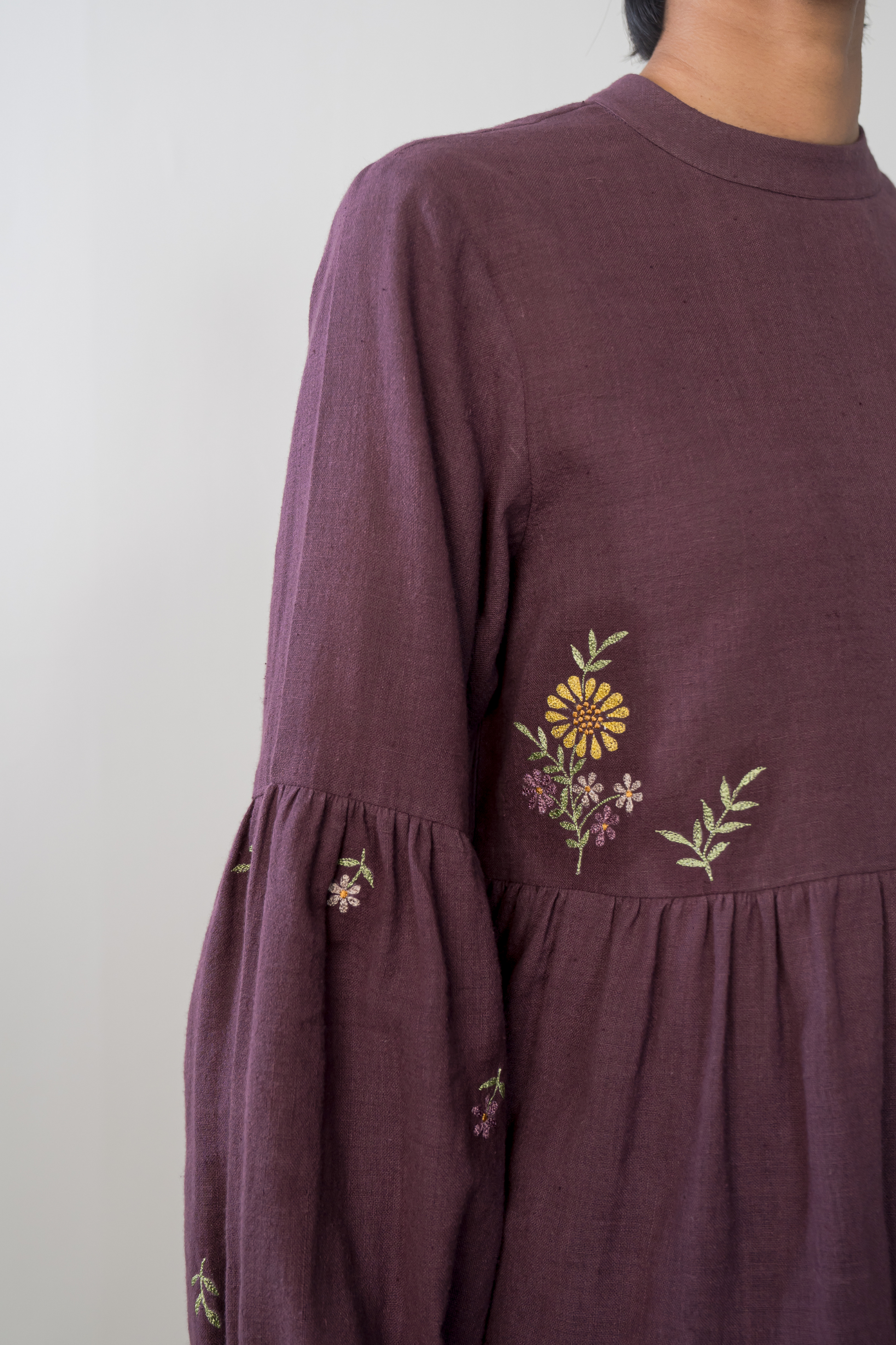Midnight Bloom handwoven organic cotton peplum top