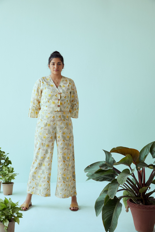 sunny palm handwoven organic cotton full length trousers