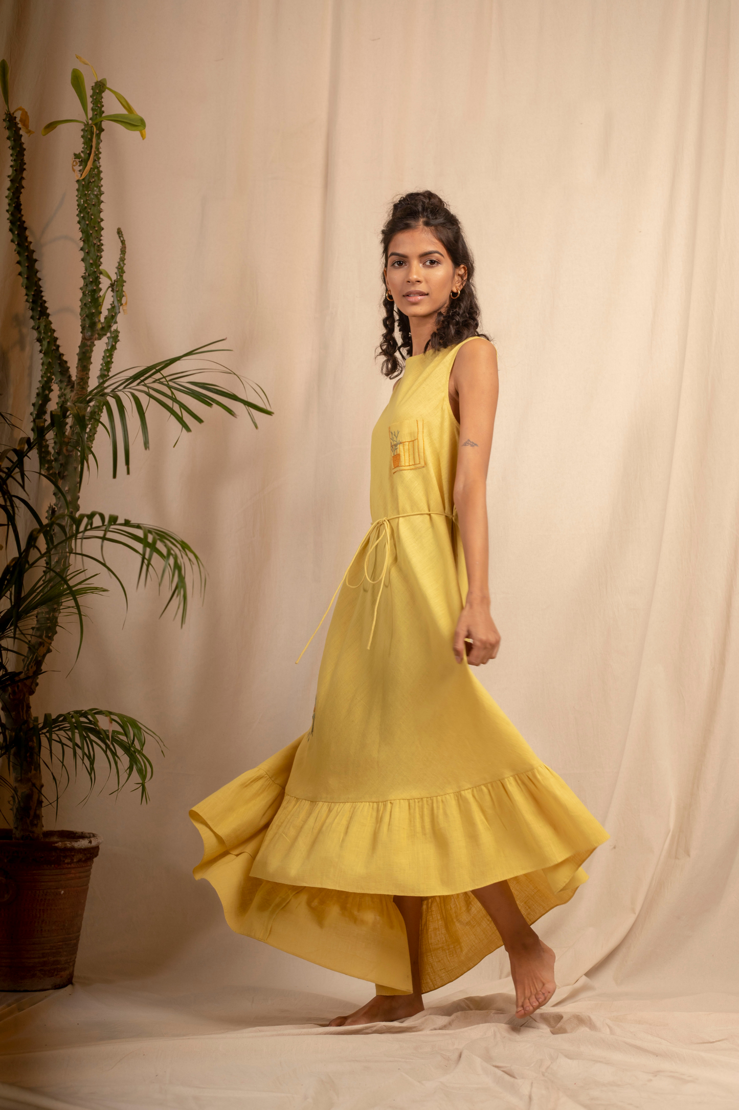 Amaranta organic cottonasymmetrical maxi dress