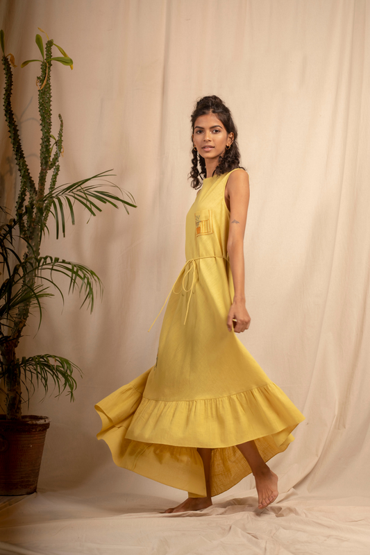 Amaranta organic cottonasymmetrical maxi dress