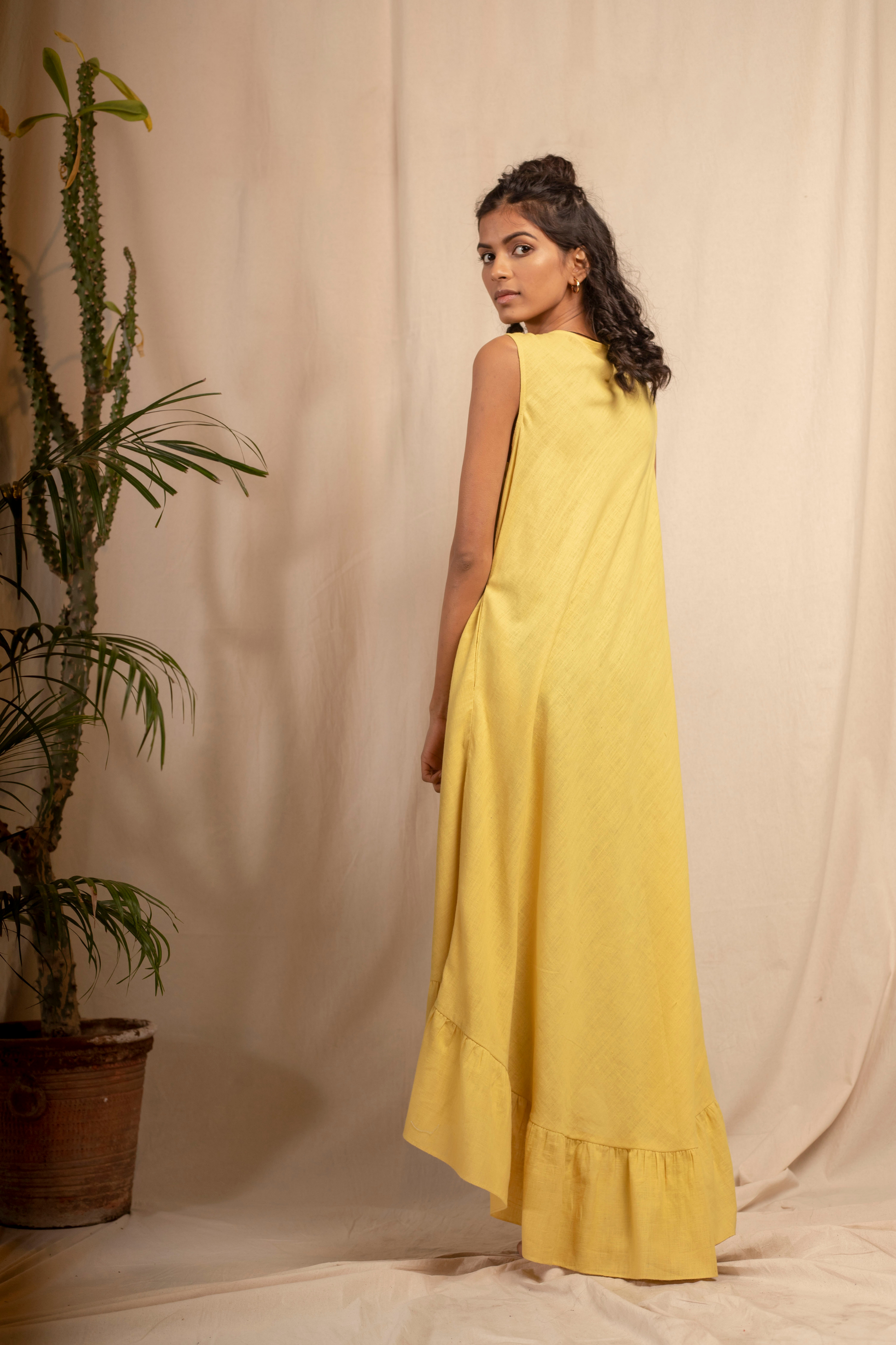  Sui | AMARANTA hand-embroidered, herbally-dyed handwoven organic cotton asymmetrical maxi dress from Granita Summer Collection 2019