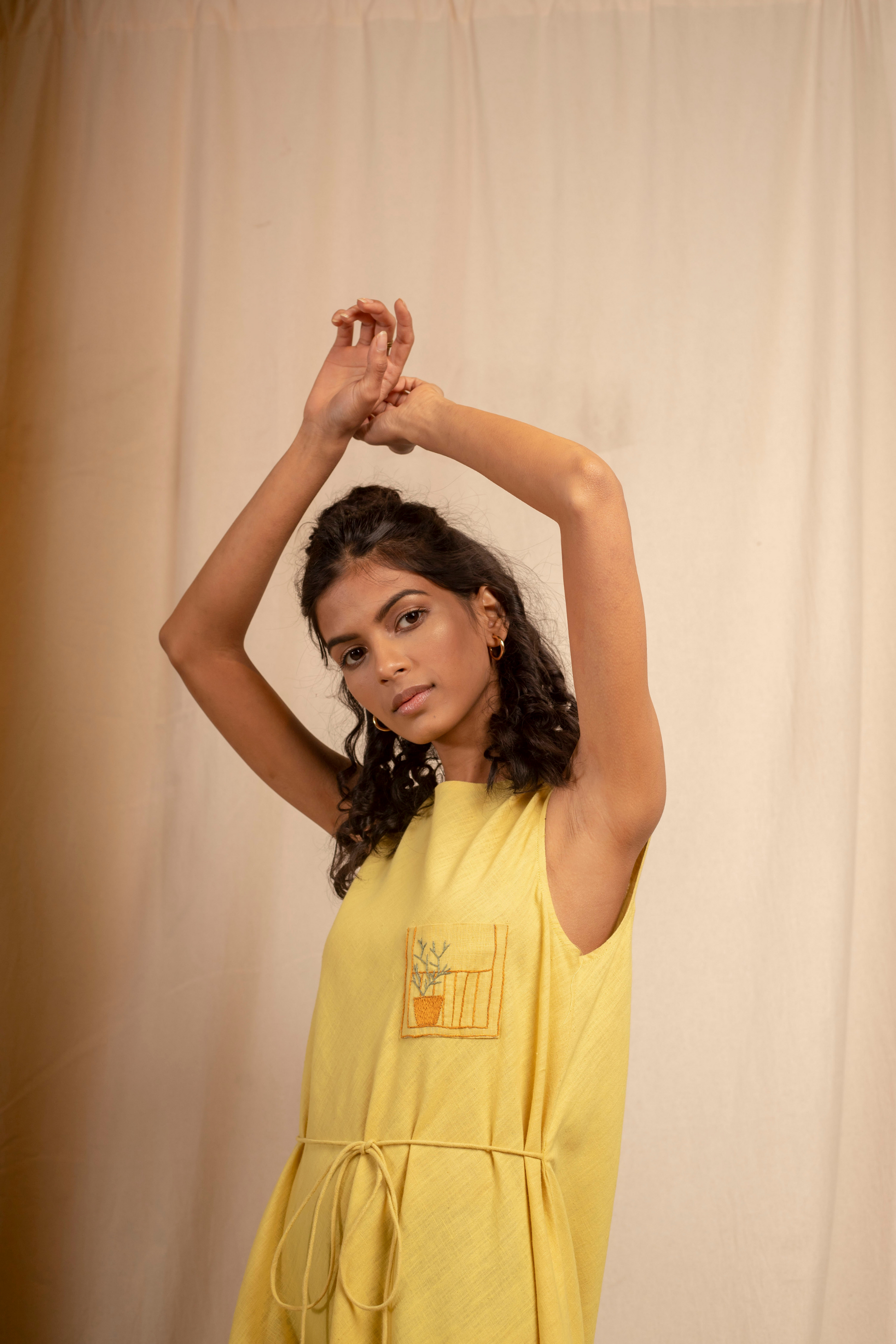  Sui | AMARANTA hand-embroidered, herbally-dyed handwoven organic cotton asymmetrical maxi dress from Granita Summer Collection 2019
