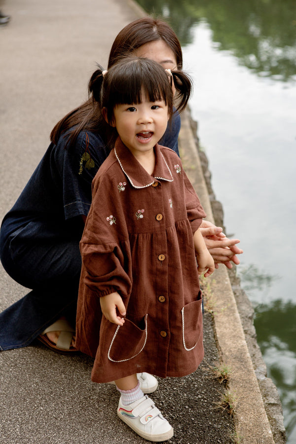 Berry Cocoa Handspun Handwoven Organic Cotton Dress