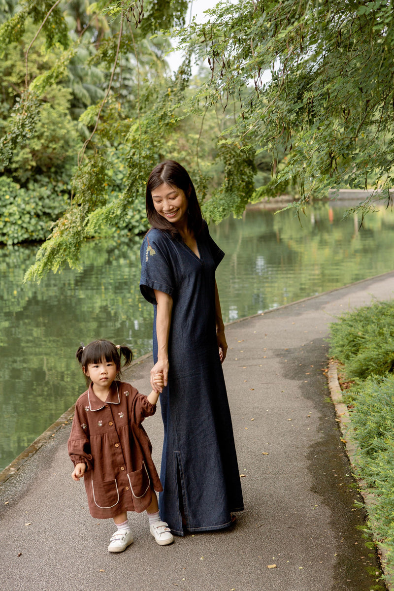 Berry Cocoa Handspun Handwoven Organic Cotton Dress