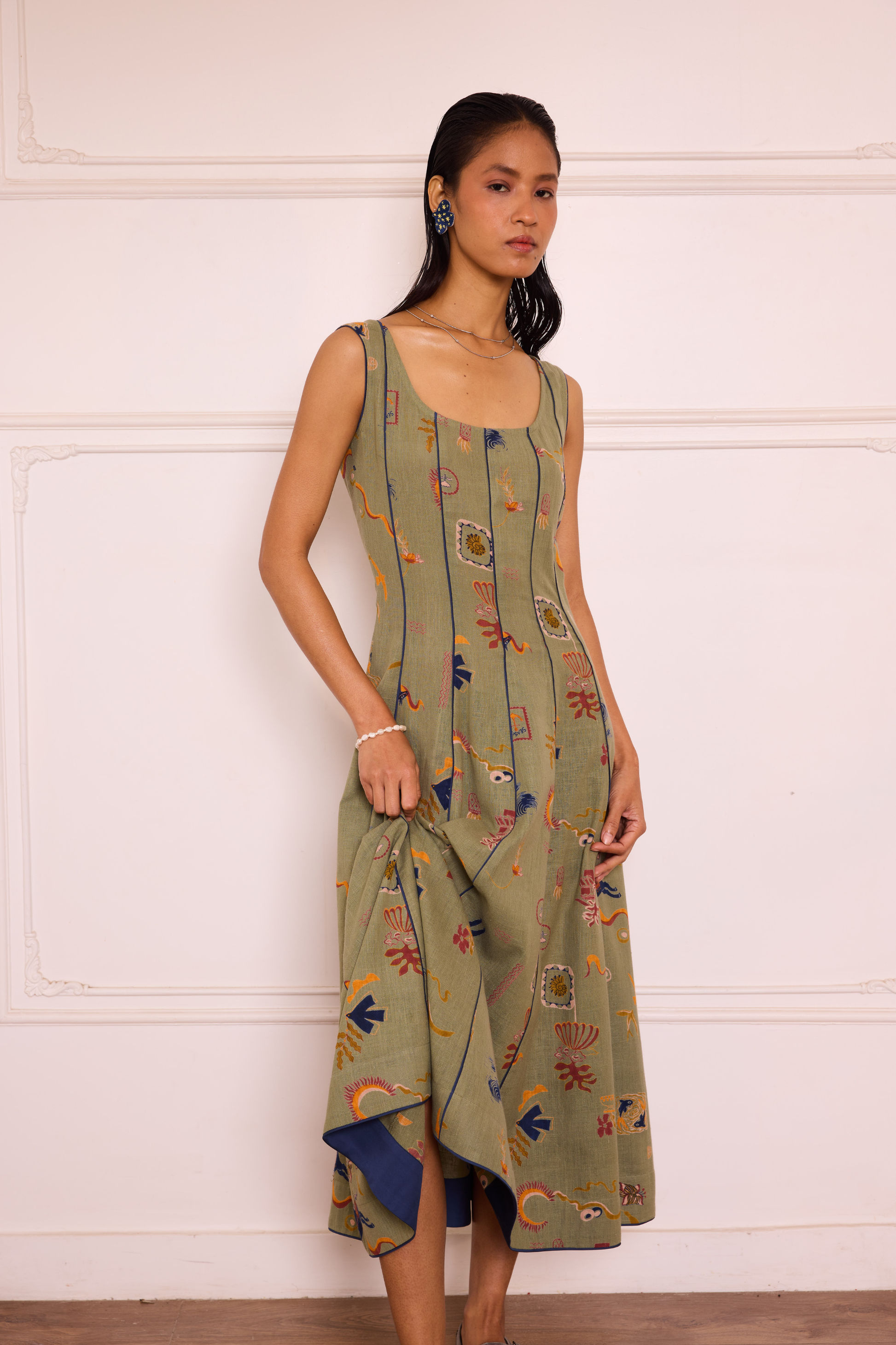 Bold Nights Handspun Handwoven Organic Cotton Maxi Dress